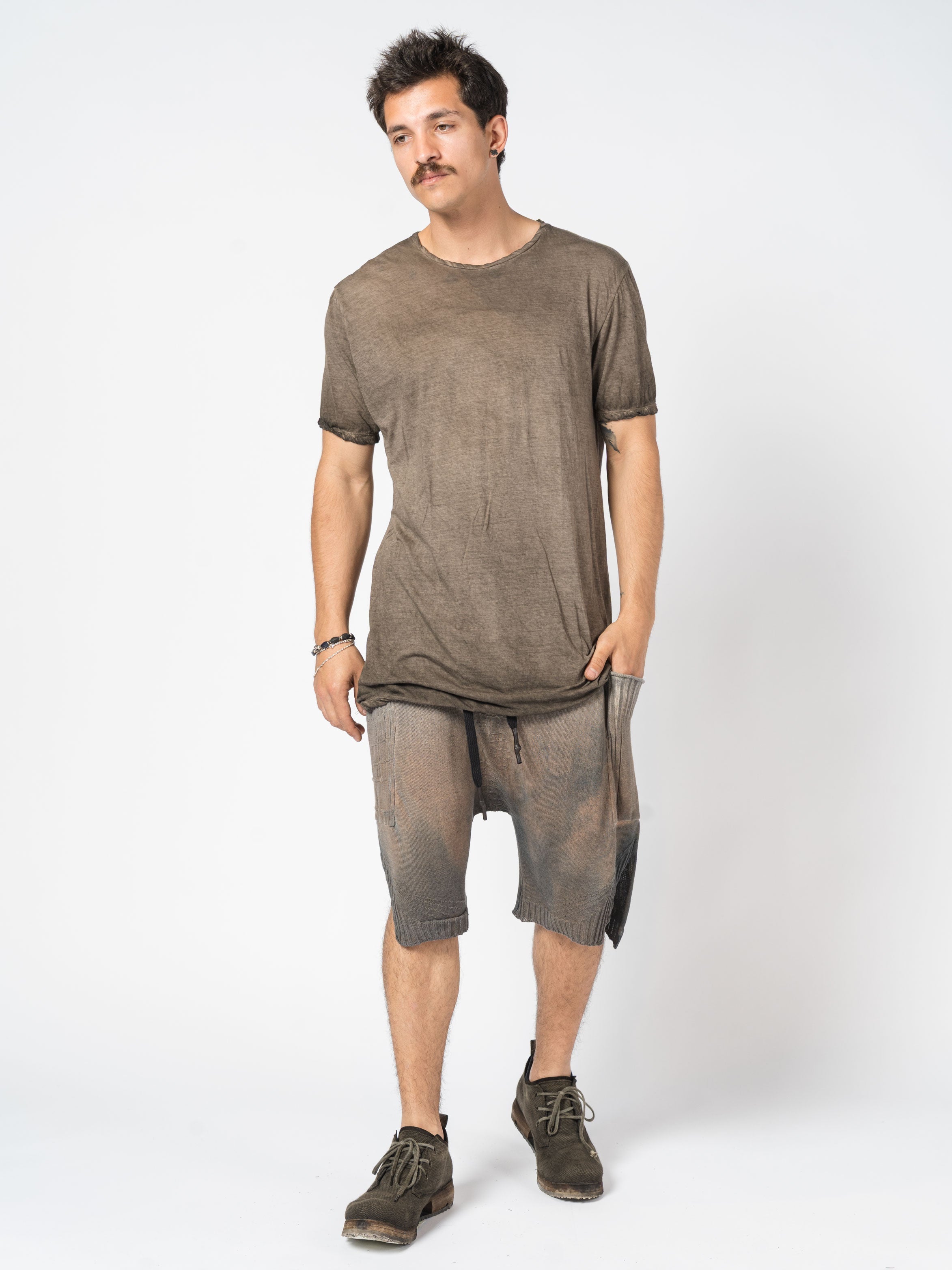 Washed Drop-Crotch Shorts - INN7