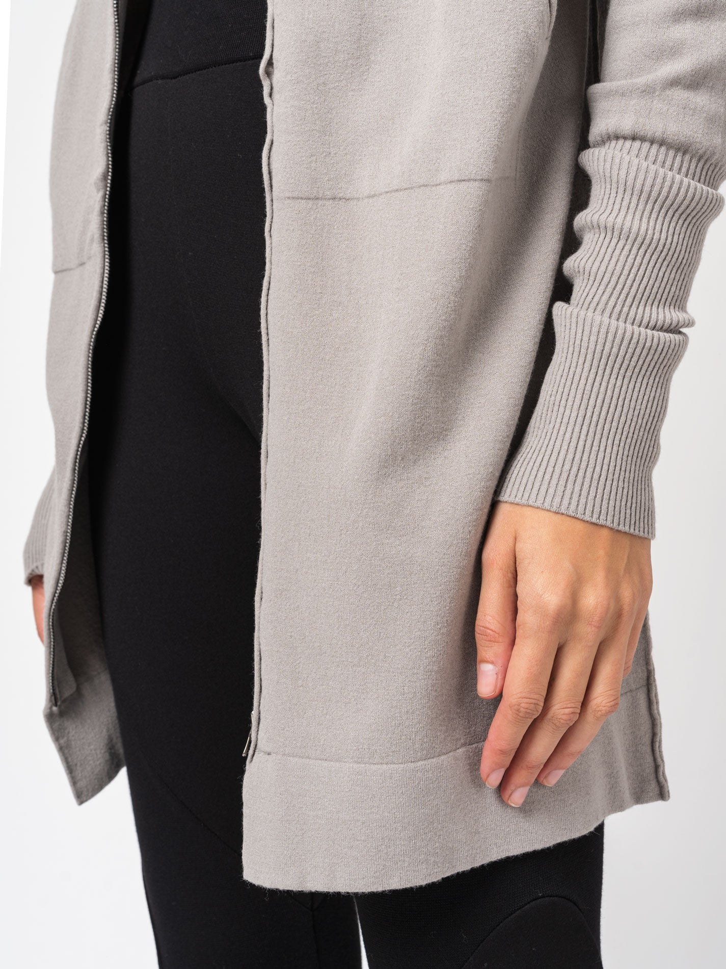 Viscose and Wool Zipped Maxi Hoodie - INN7