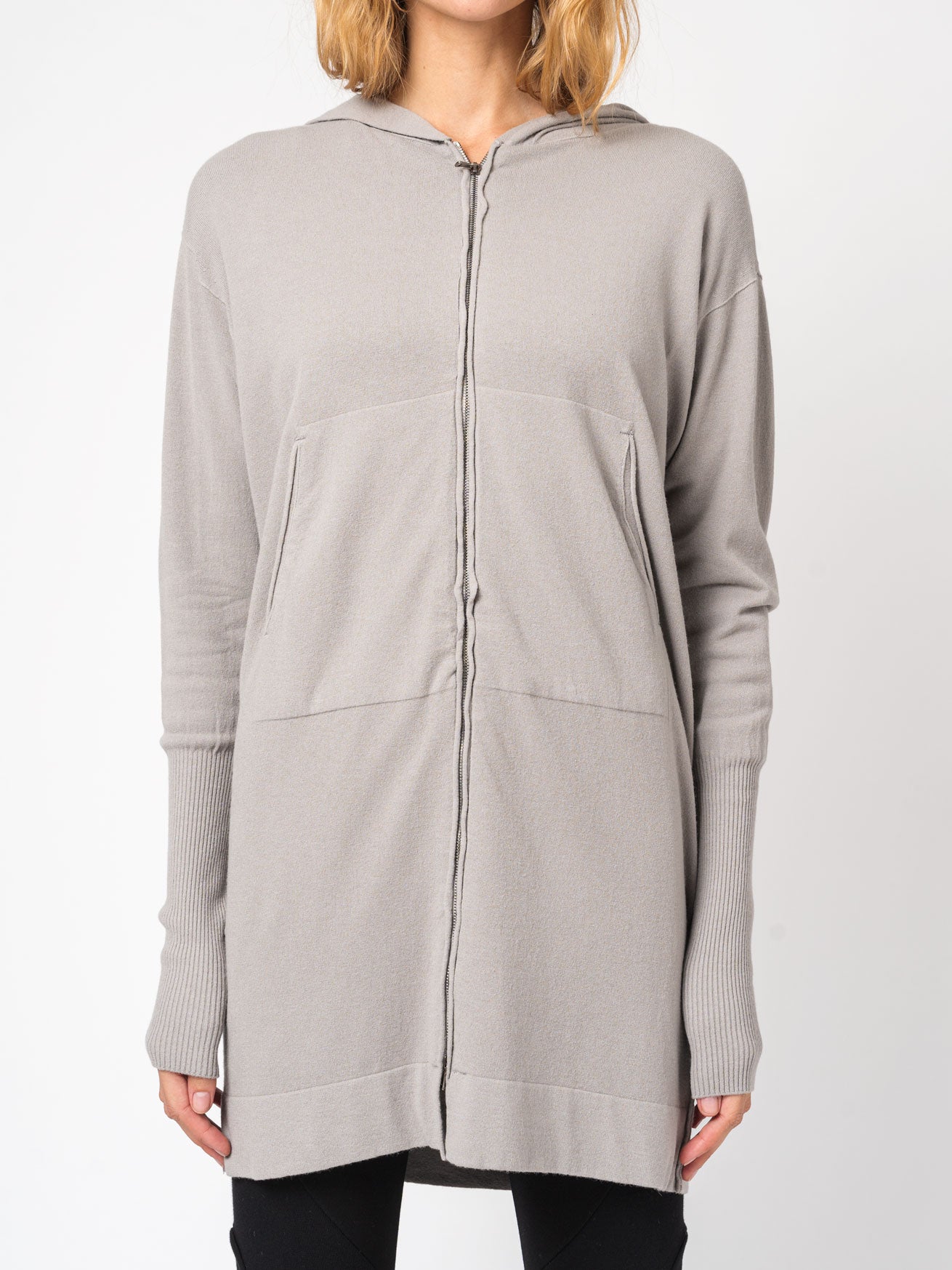 Viscose and Wool Zipped Maxi Hoodie - INN7