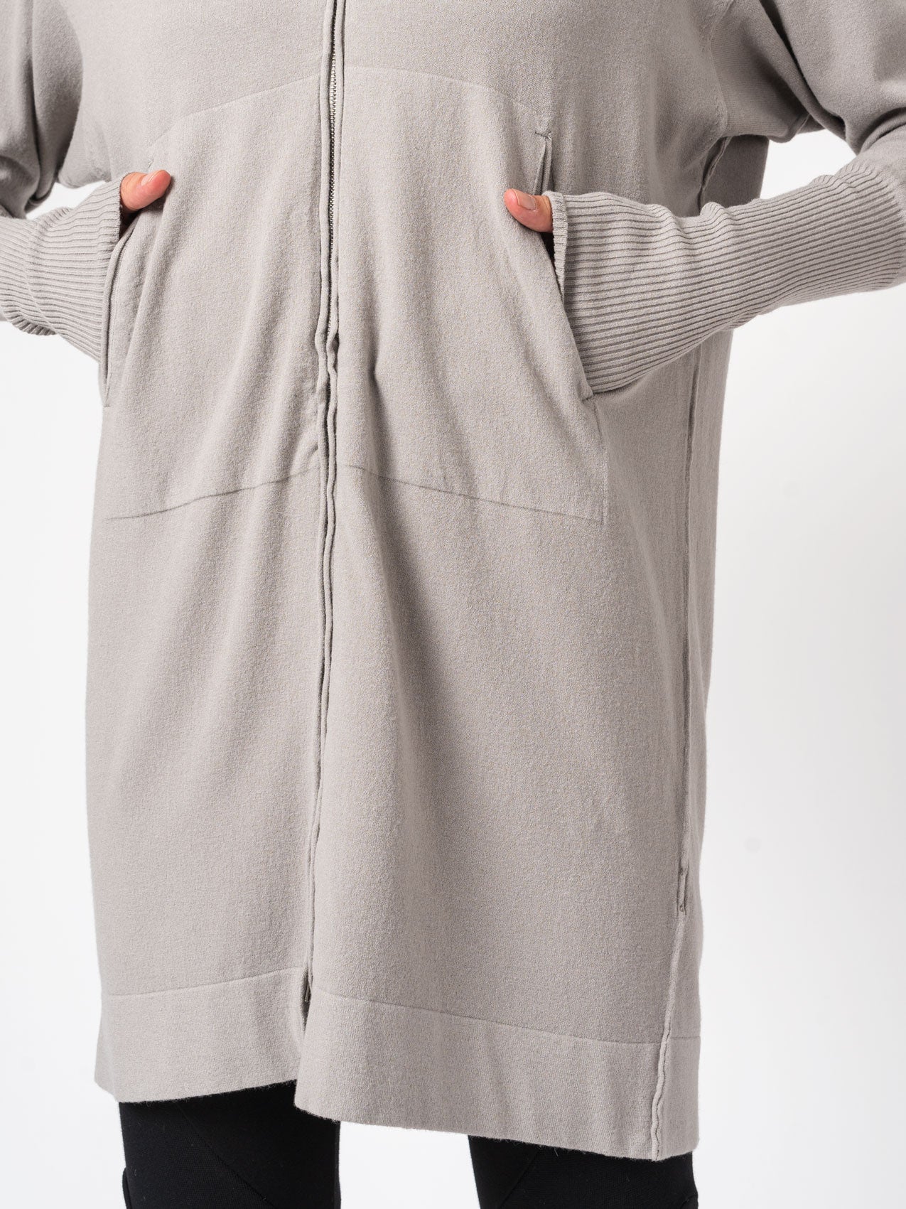 Viscose and Wool Zipped Maxi Hoodie - INN7