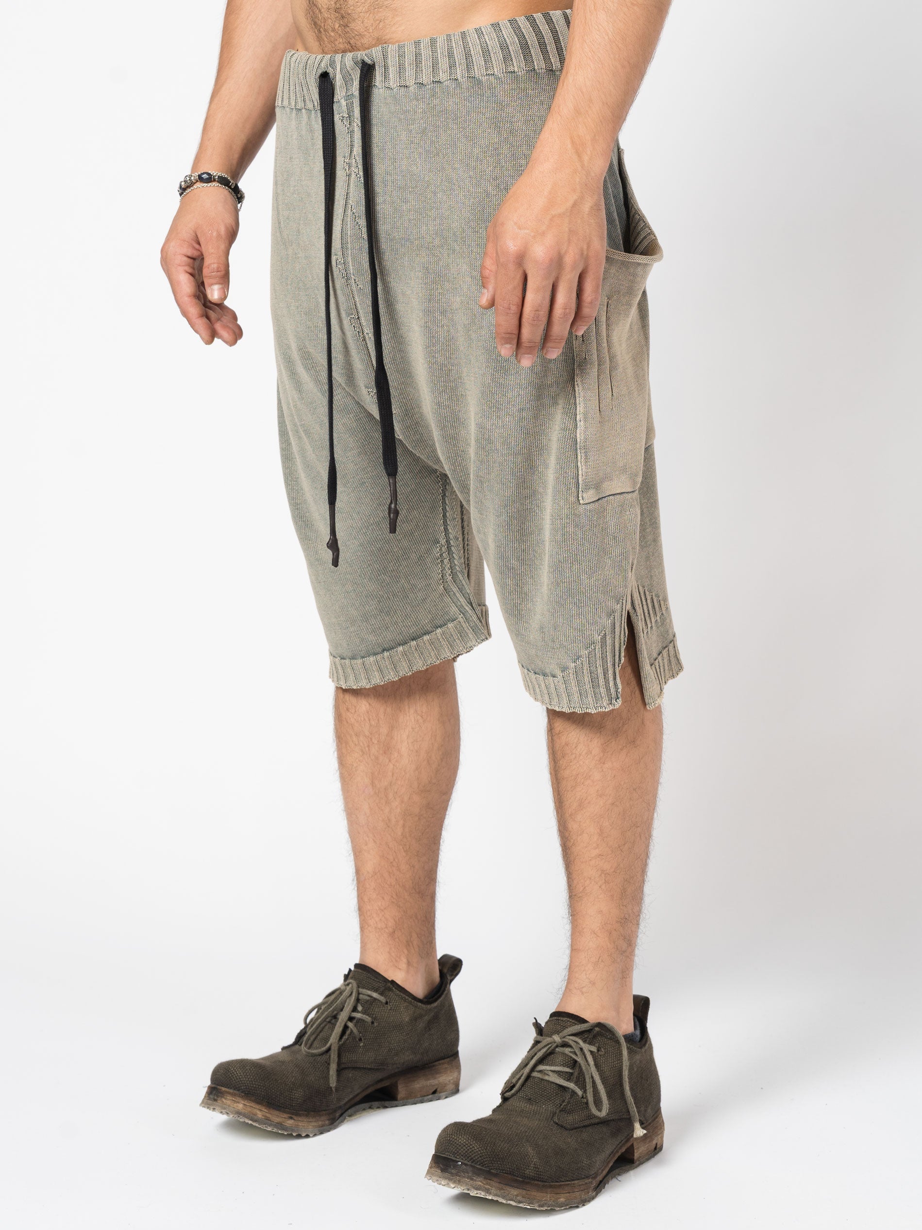 Drop-Crotch Knit Shorts