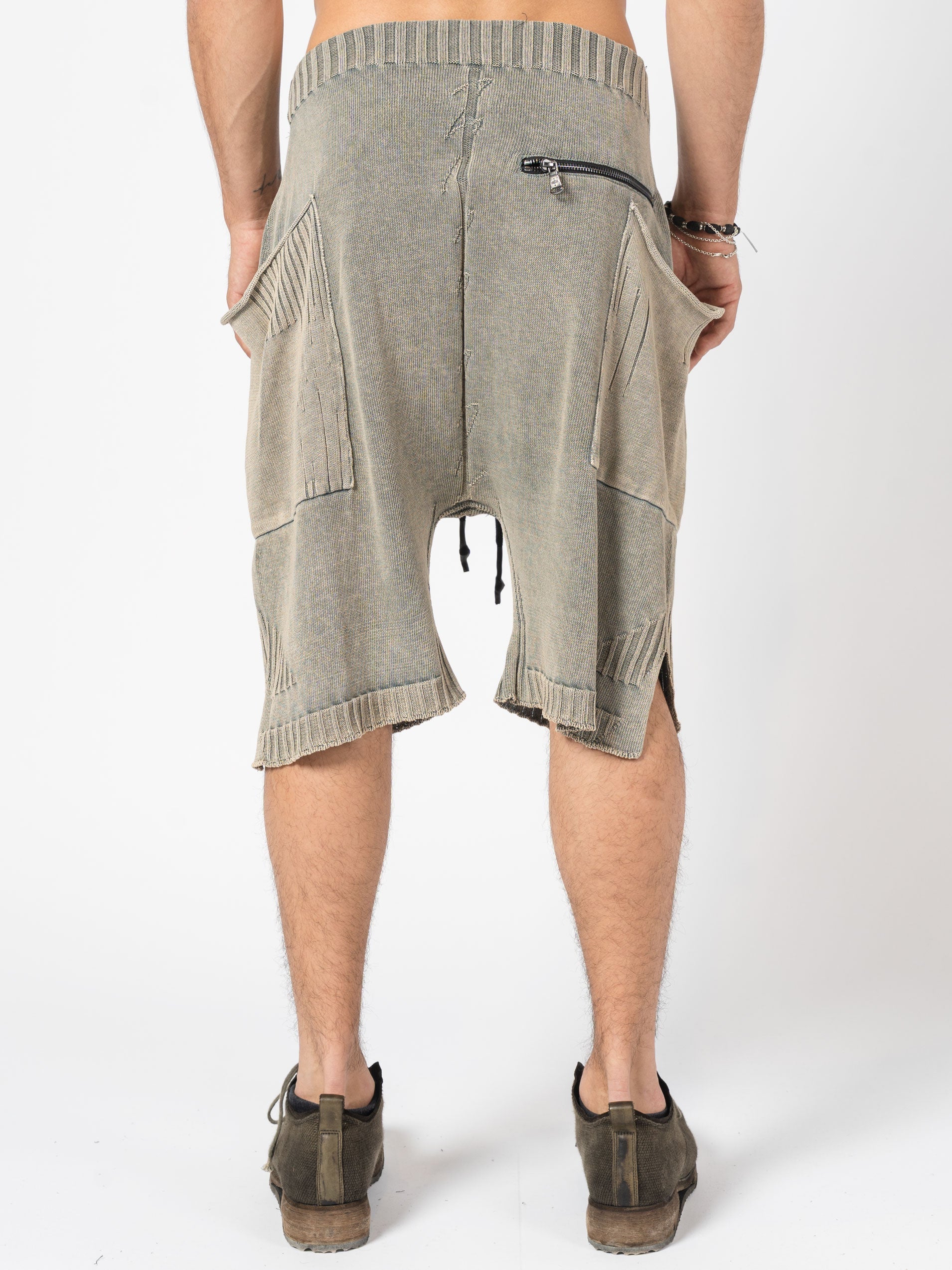 Drop-Crotch Knit Shorts