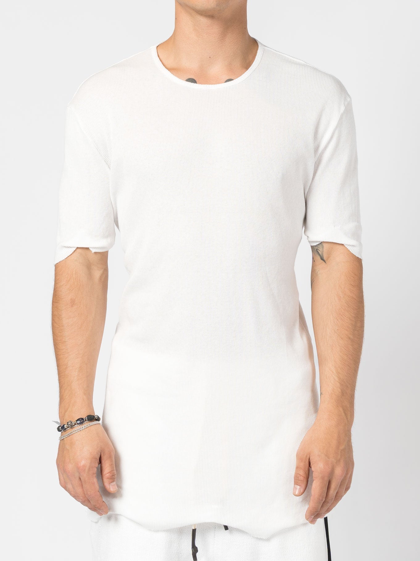 Ribbed Cotton Elongated Tee - INN7