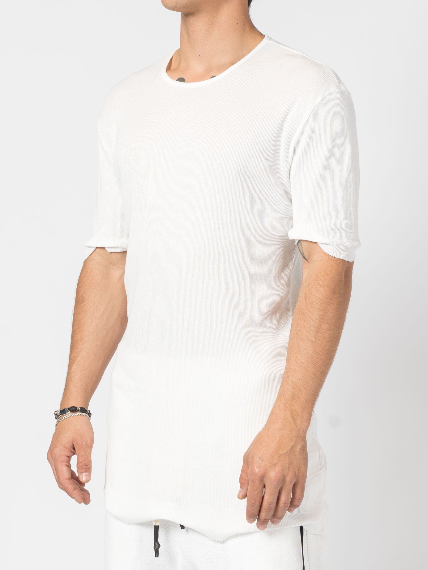 Ribbed Cotton Elongated Tee - INN7