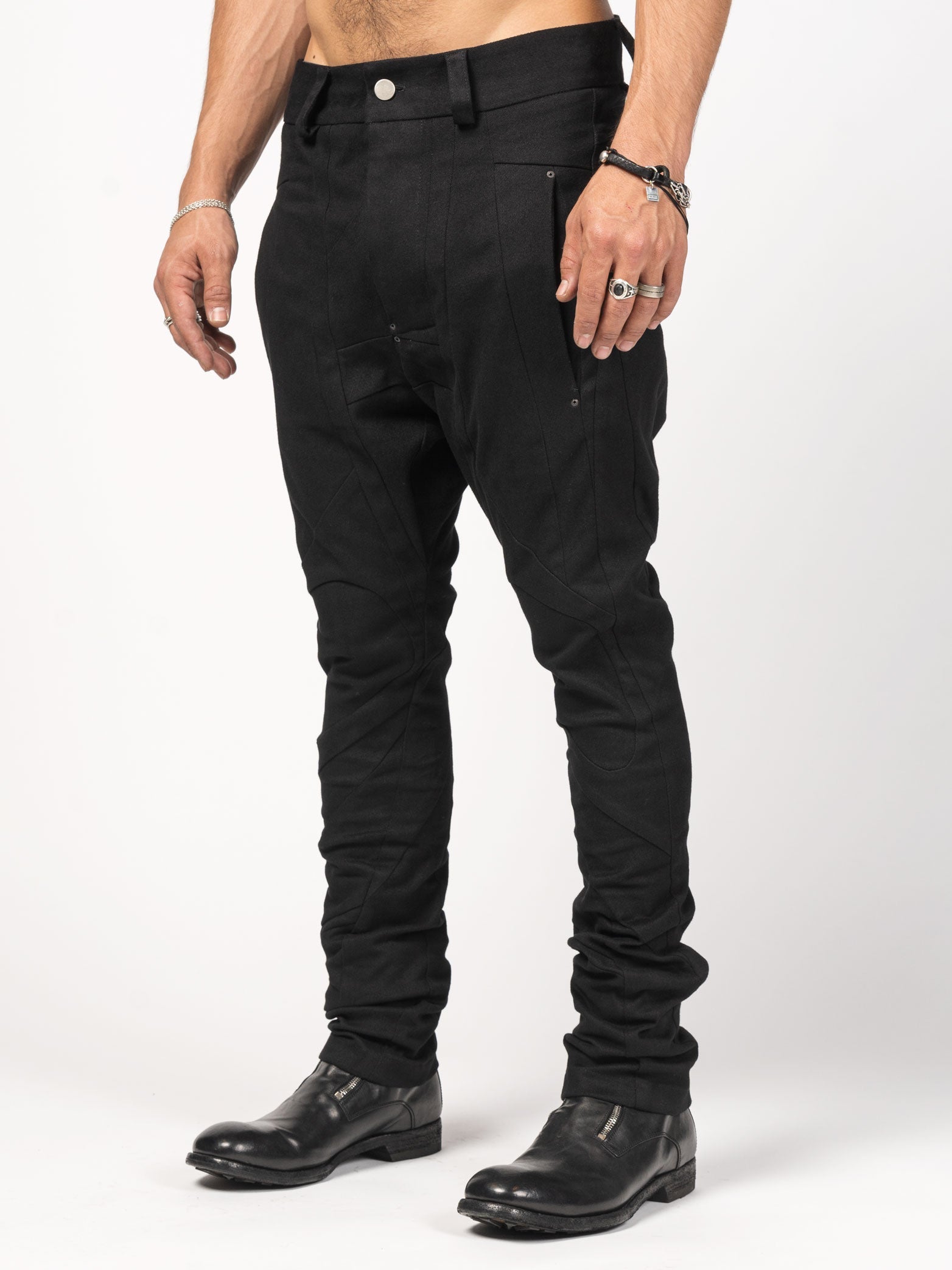 Structured Black Denim Pants - INN7