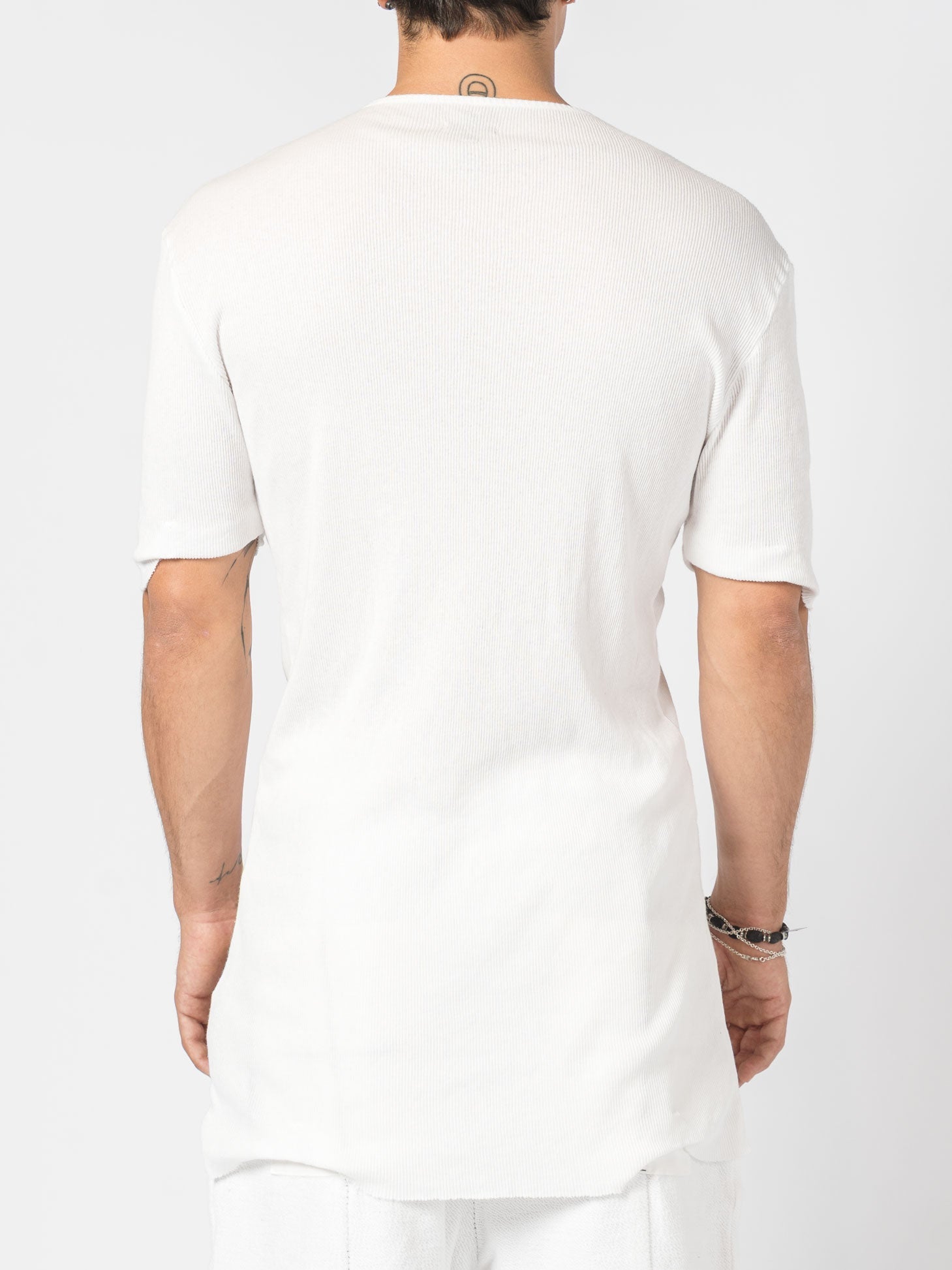 Ribbed Cotton Elongated Tee - INN7