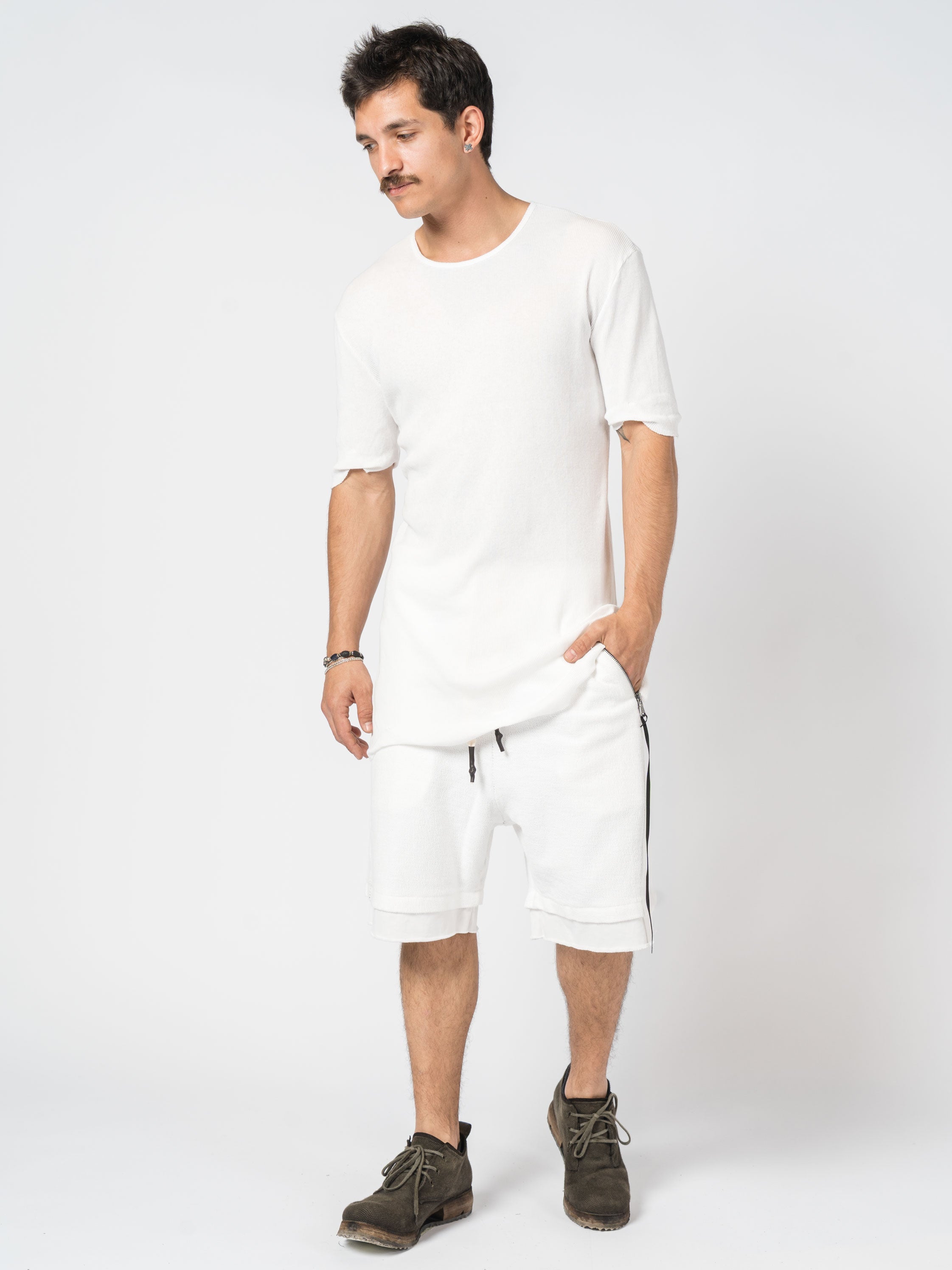 Ribbed Cotton Elongated Tee - INN7