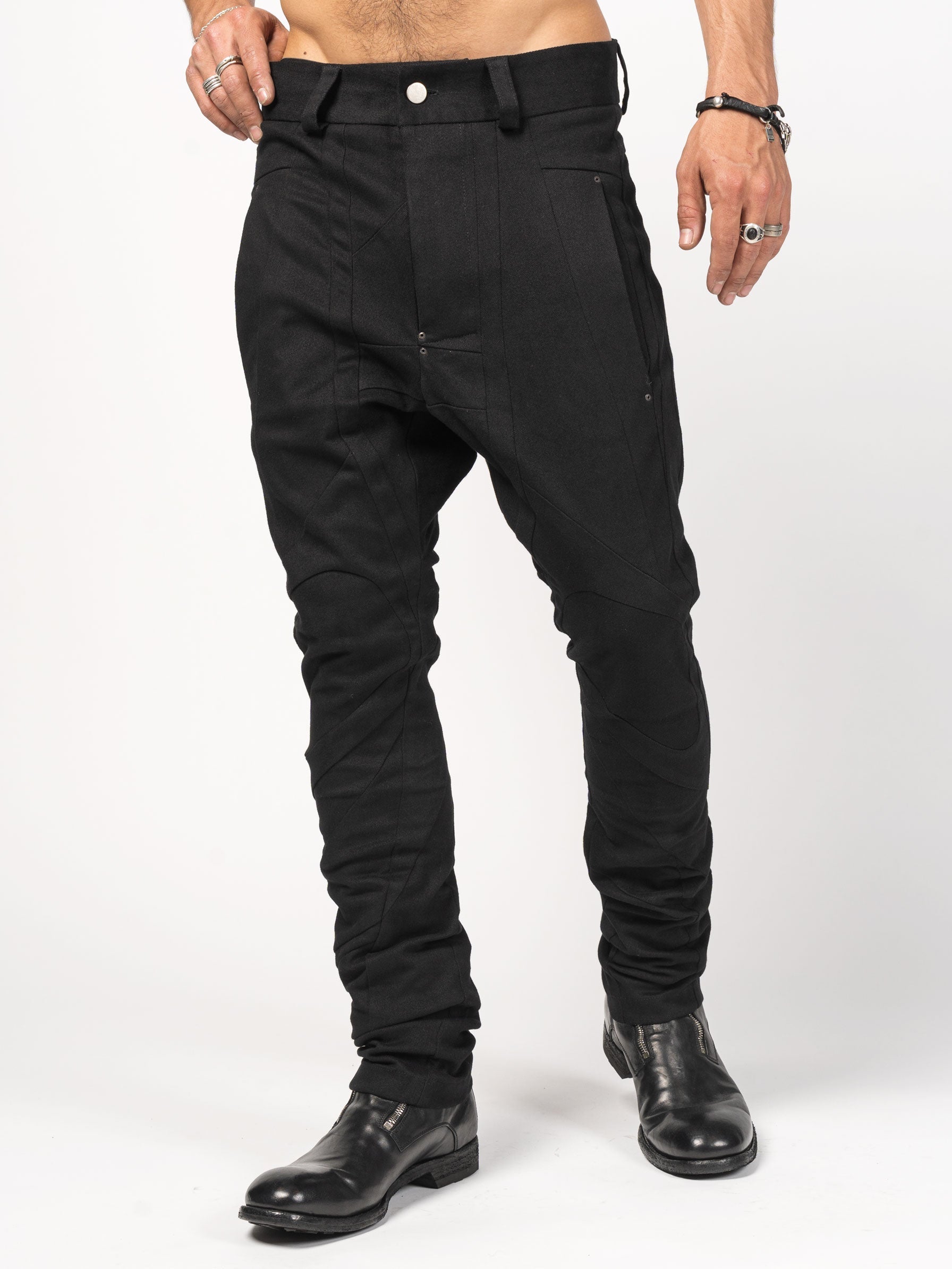 Structured Black Denim Pants - INN7