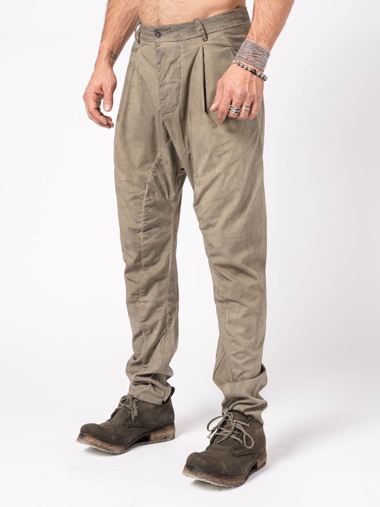 Overdyed Pleated Stretch Trousers - INN7