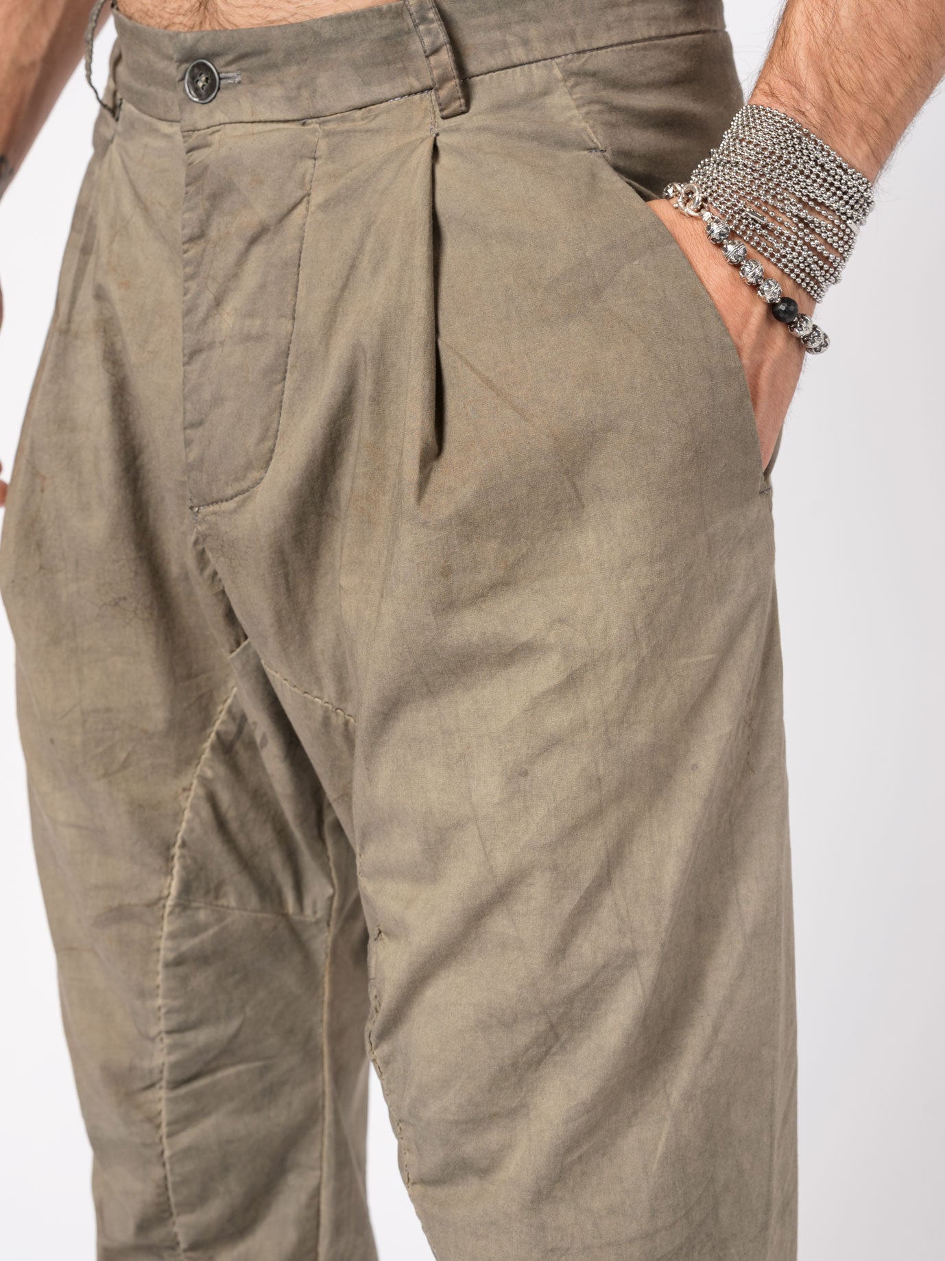 Overdyed Pleated Stretch Trousers - INN7