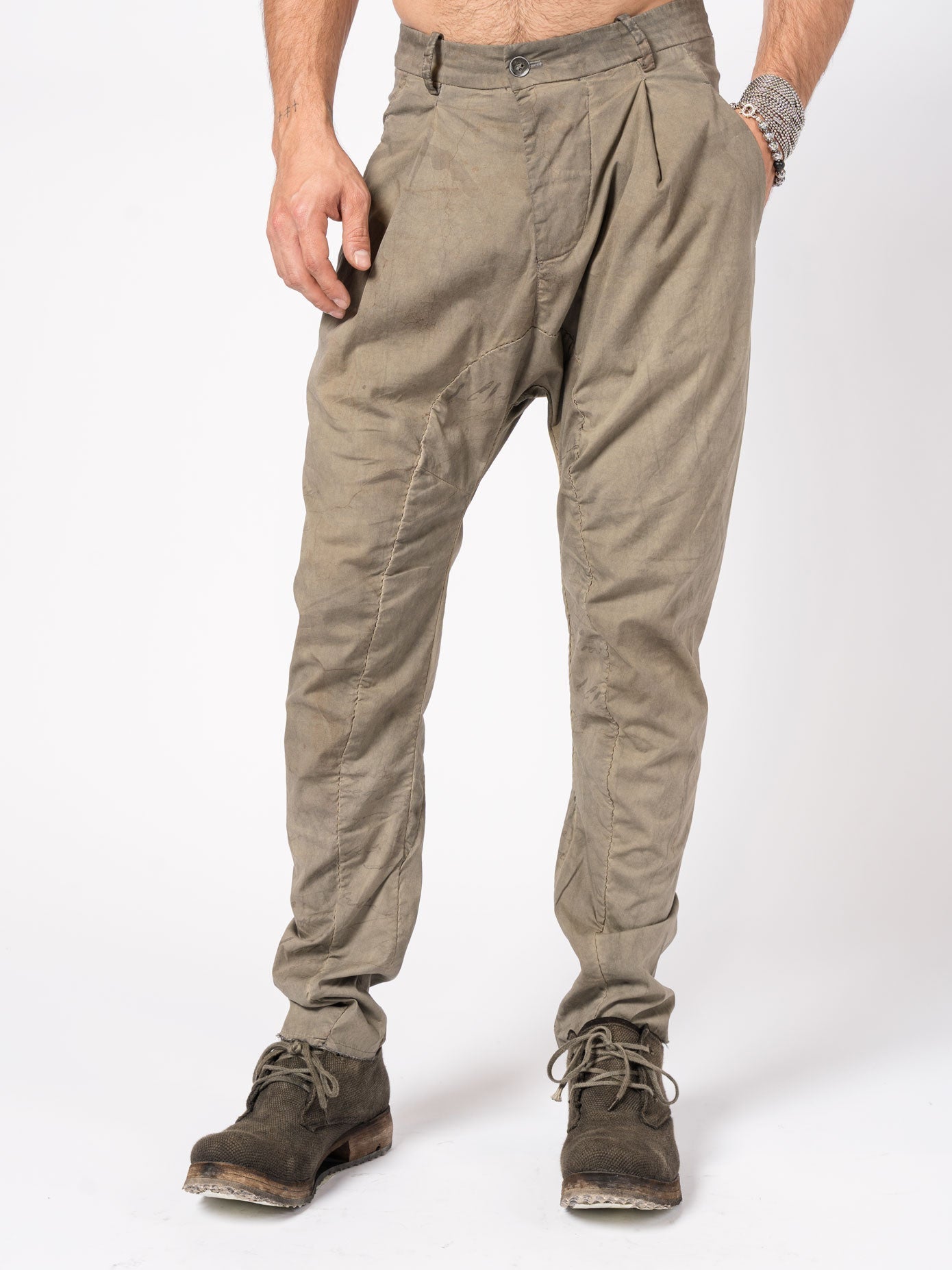 Overdyed Pleated Stretch Trousers - INN7