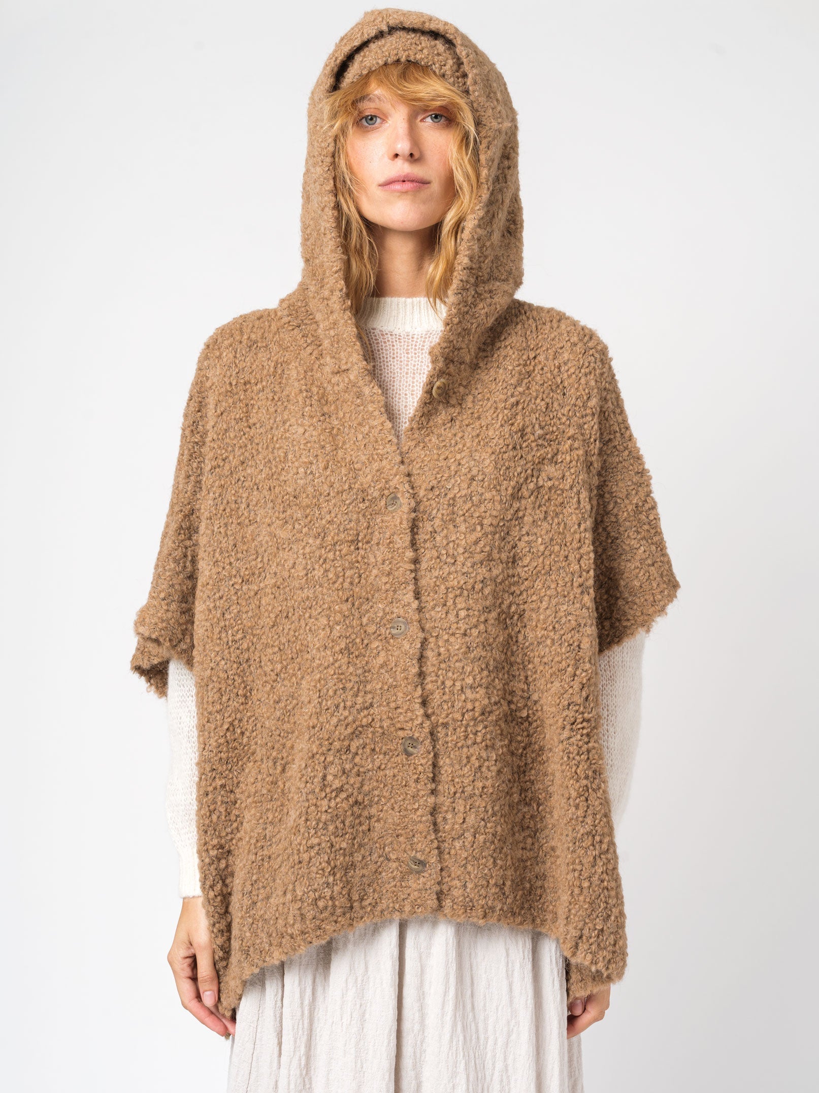 Hooded Knit Cape - INN7