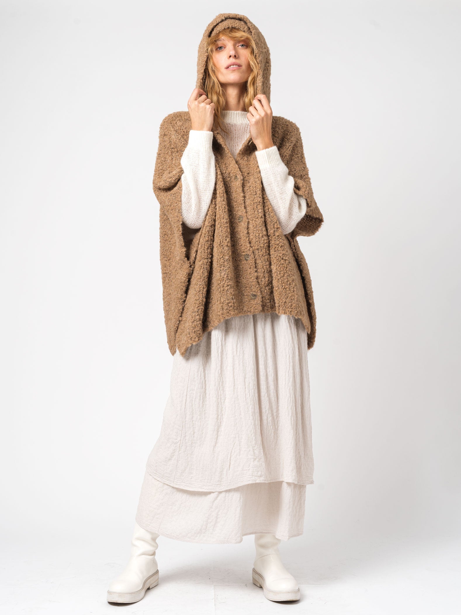 Hooded Knit Cape - INN7