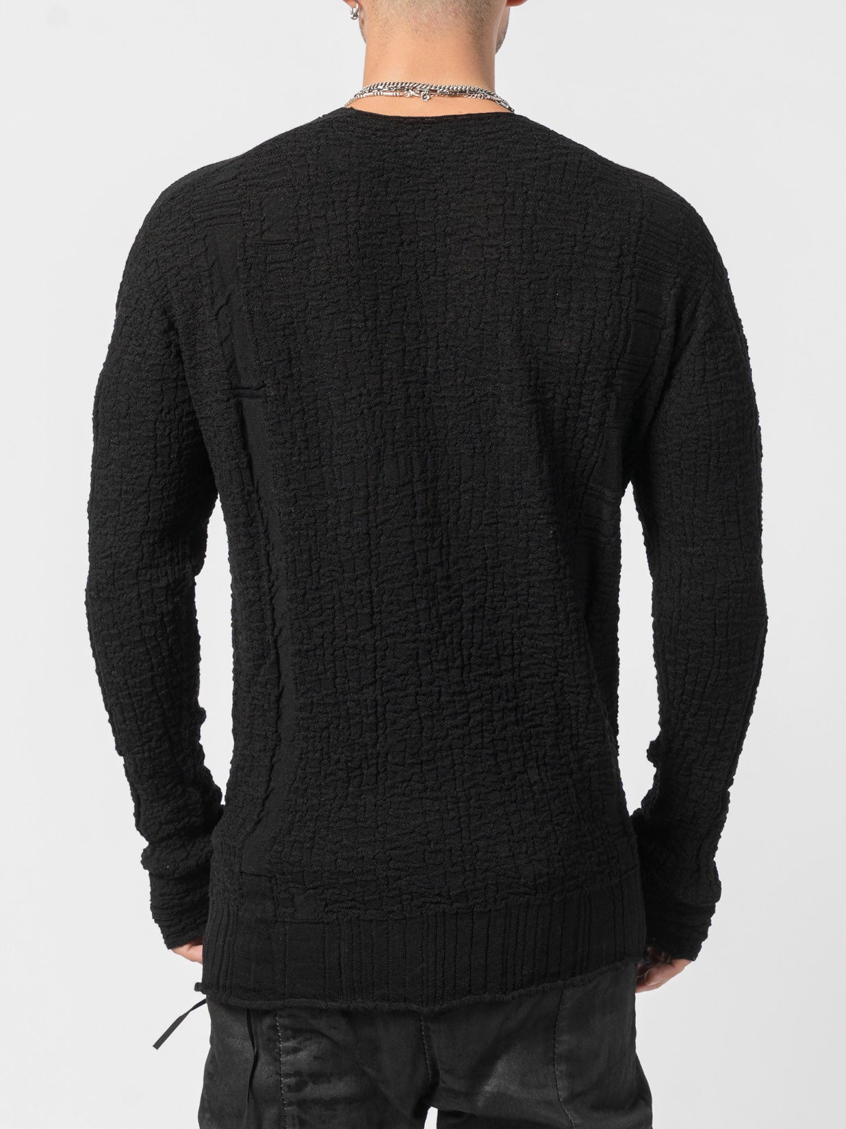 Textured Mixed-Fabric Knit