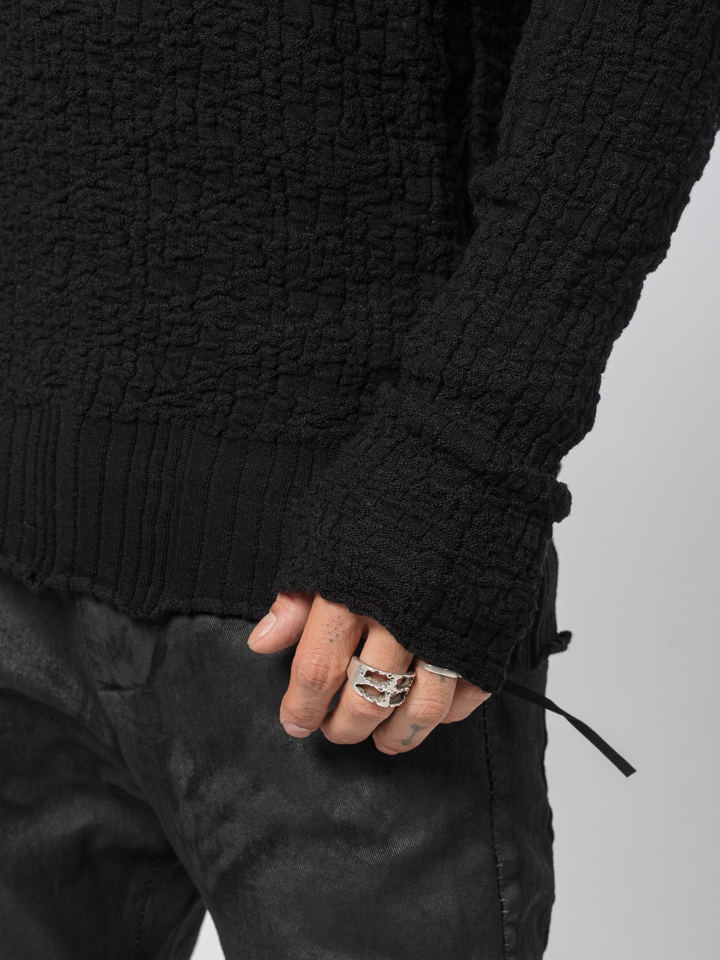 Textured Mixed-Fabric Knit