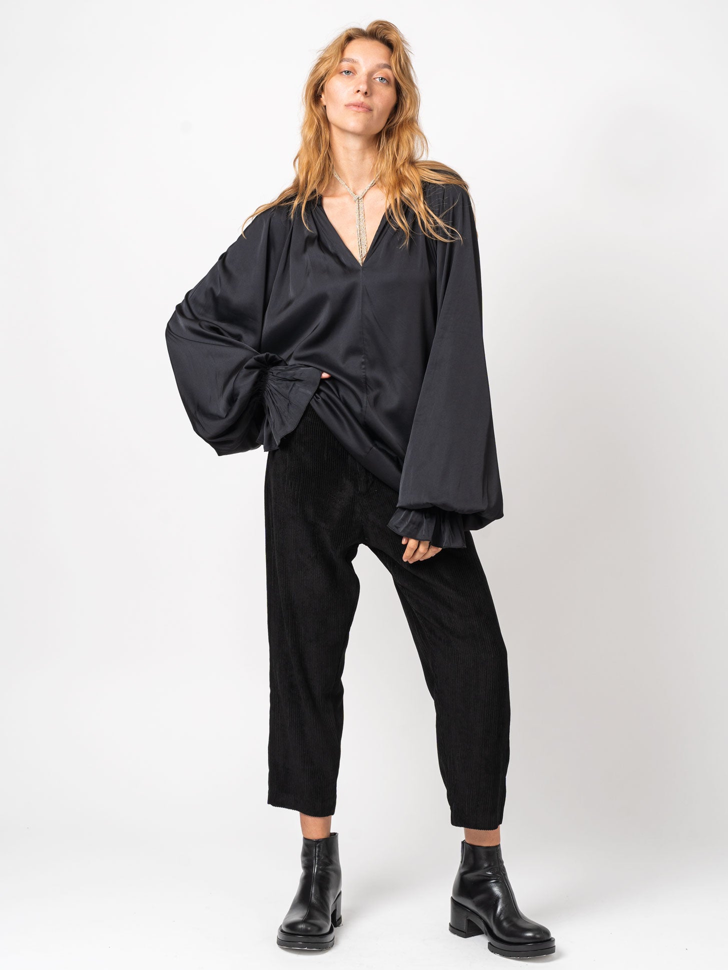 Ruffled V-Neck Blouse - INN7