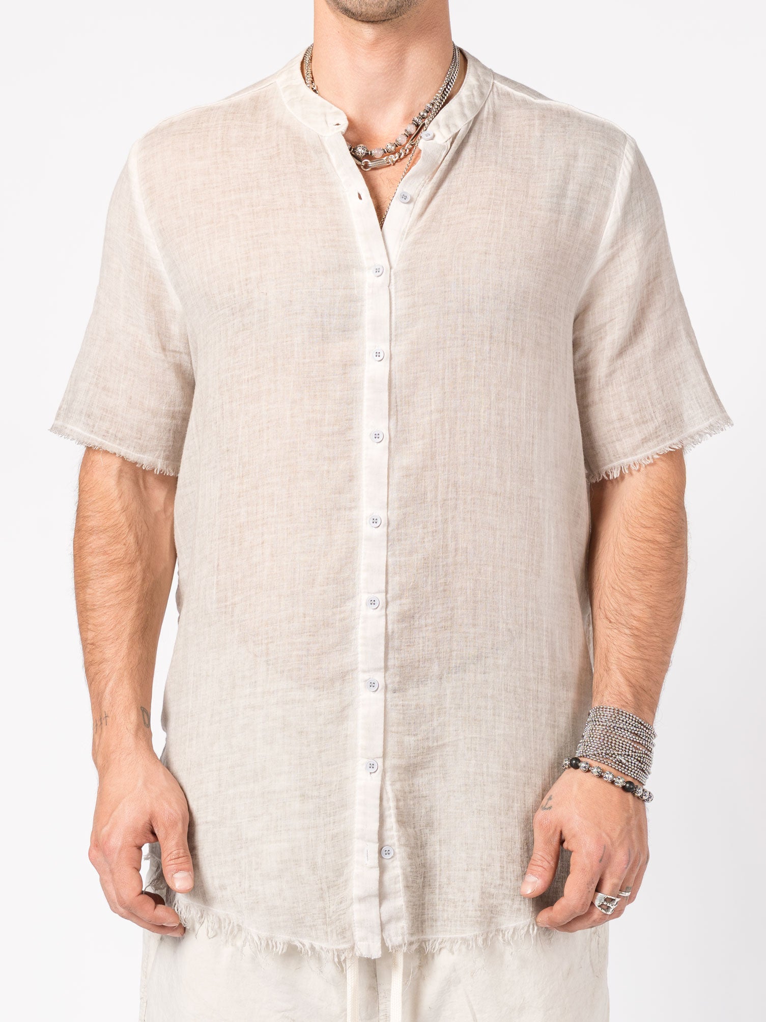 Sheer Cotton Short-Sleeve Shirt - INN7