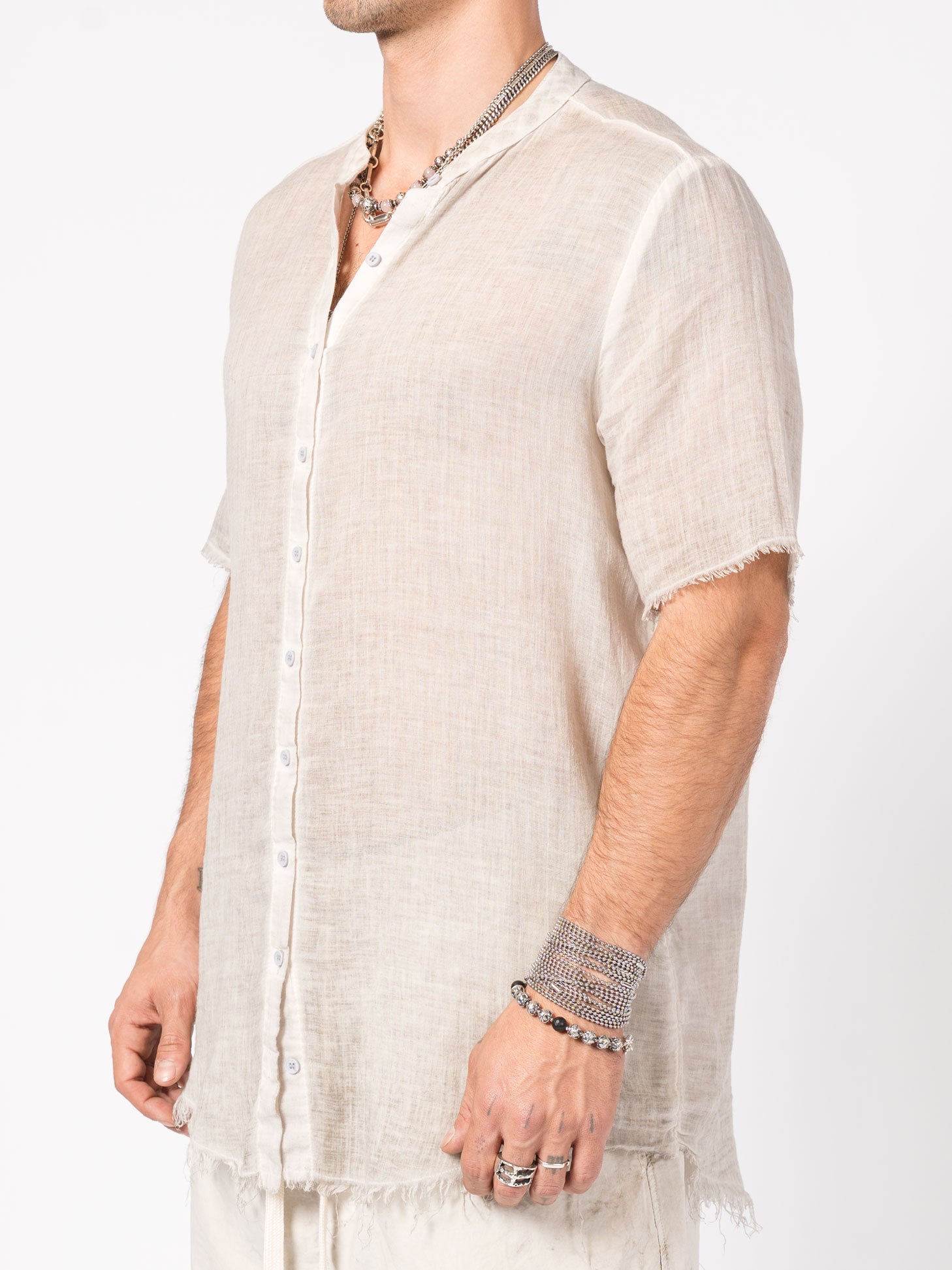 Sheer Cotton Short-Sleeve Shirt - INN7