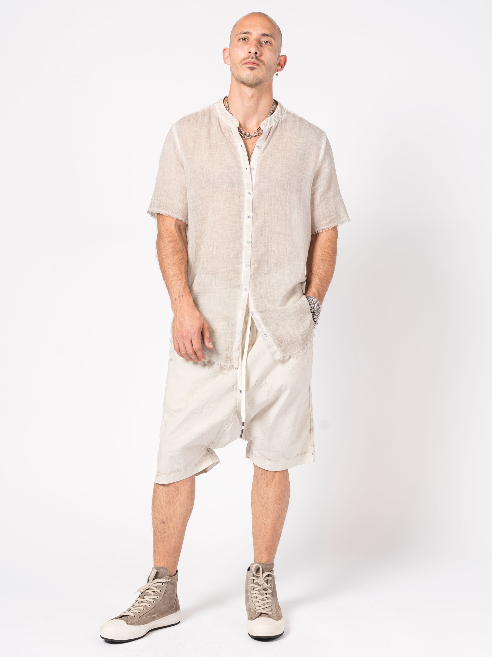 Sheer Cotton Short-Sleeve Shirt - INN7