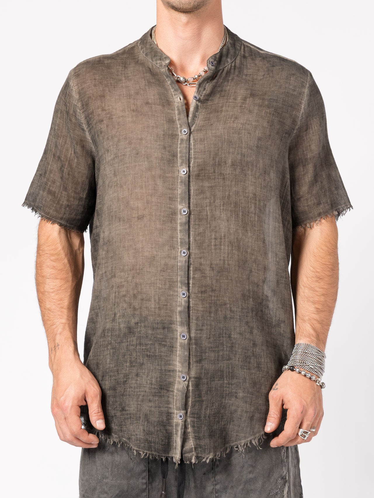 Sheer Cotton Short-Sleeve Shirt - INN7