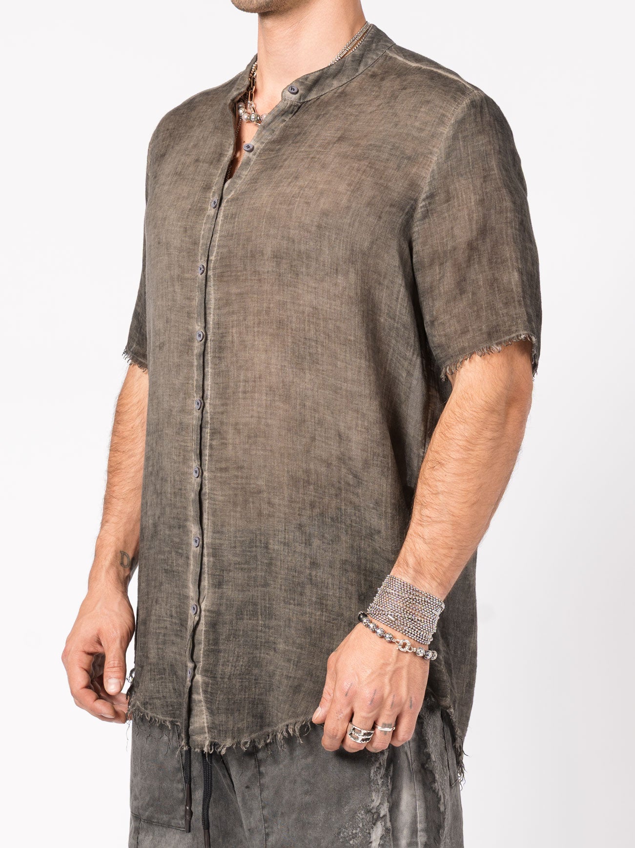 Sheer Cotton Short-Sleeve Shirt - INN7