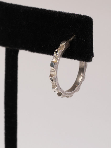 Silver Hoop Earrings with Diamonds