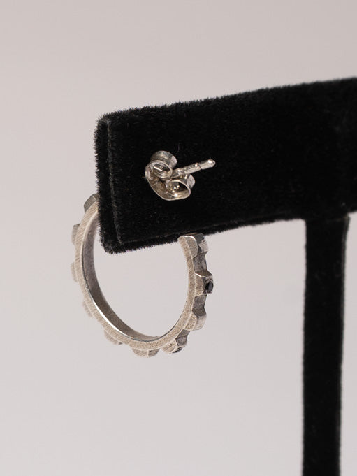 Silver Hoop Earrings with Diamonds