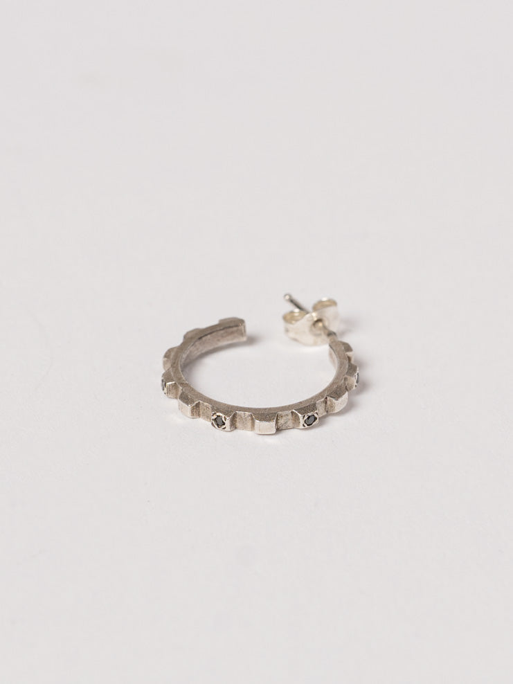 Silver Hoop Earrings with Diamonds