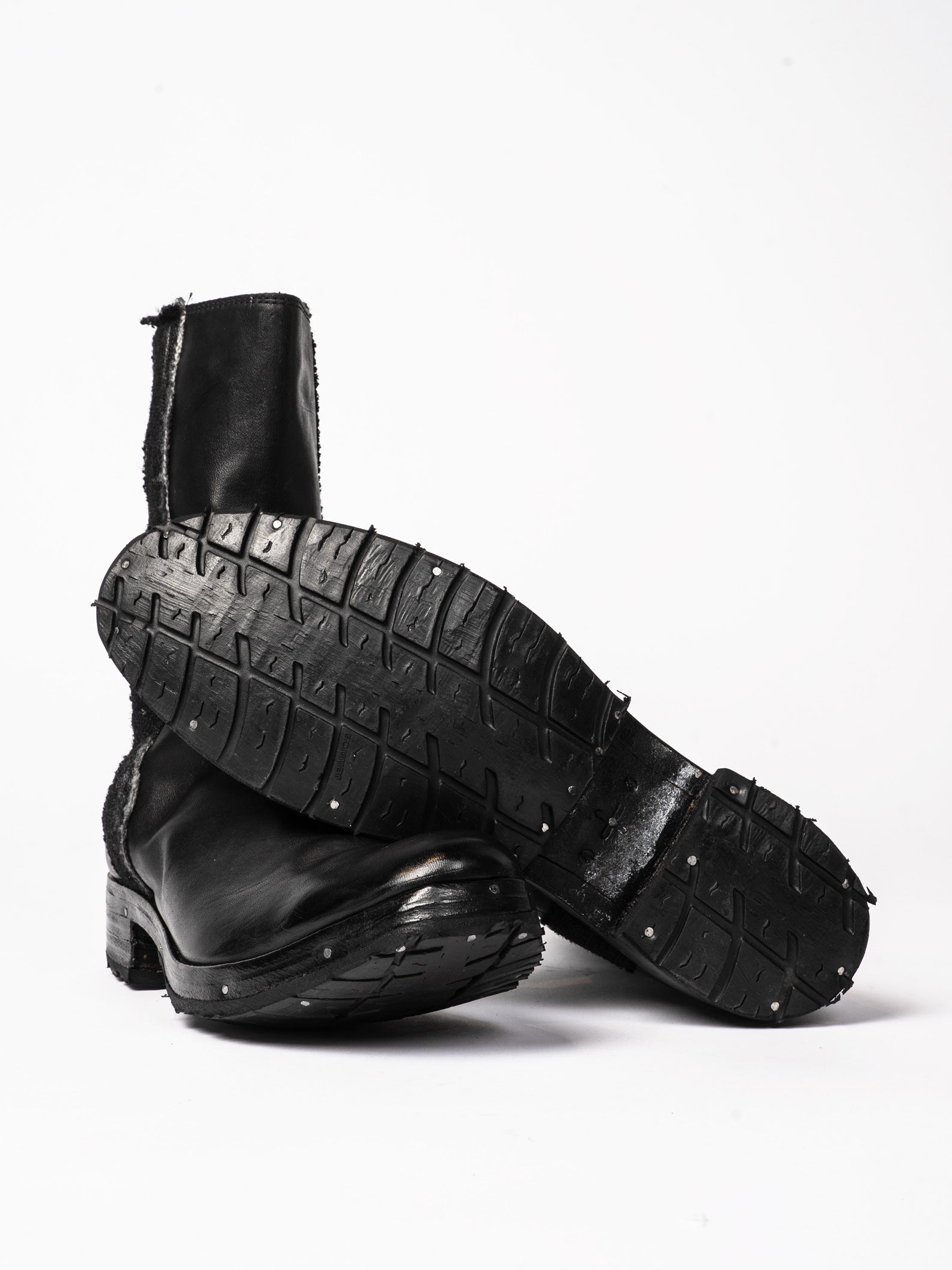 Leather and Wool High Boots