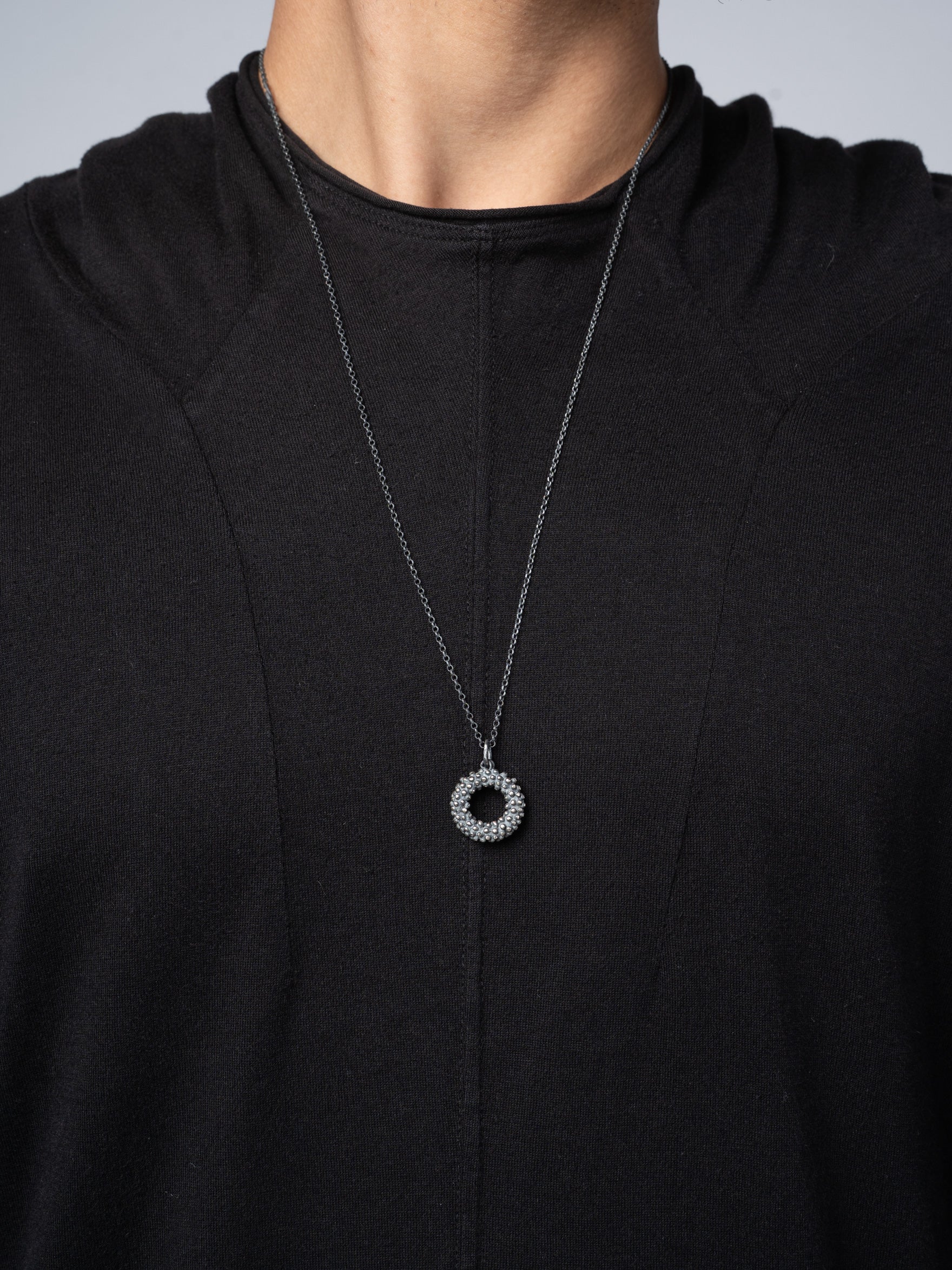 Textured Silver Pendant Necklace