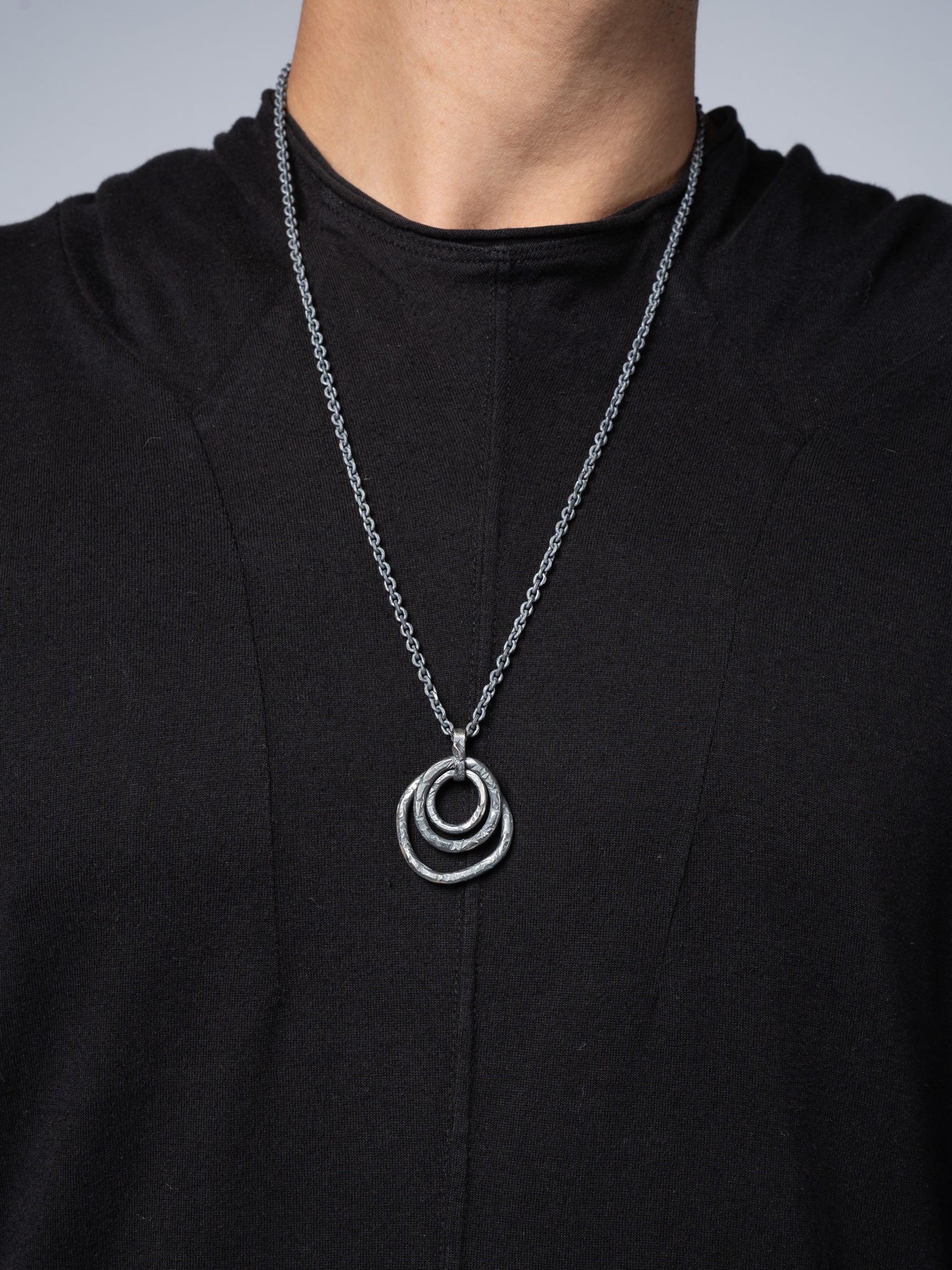 Layered Silver Pendant Necklace
