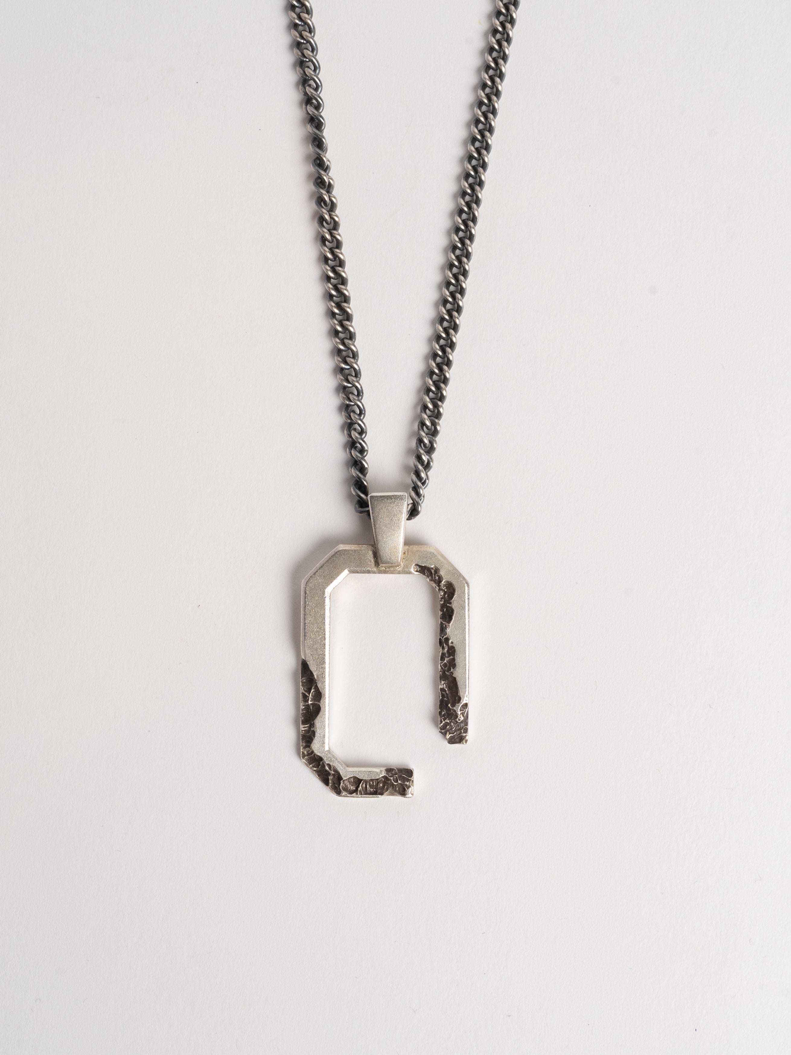 Geometric Silver Pendant Necklace