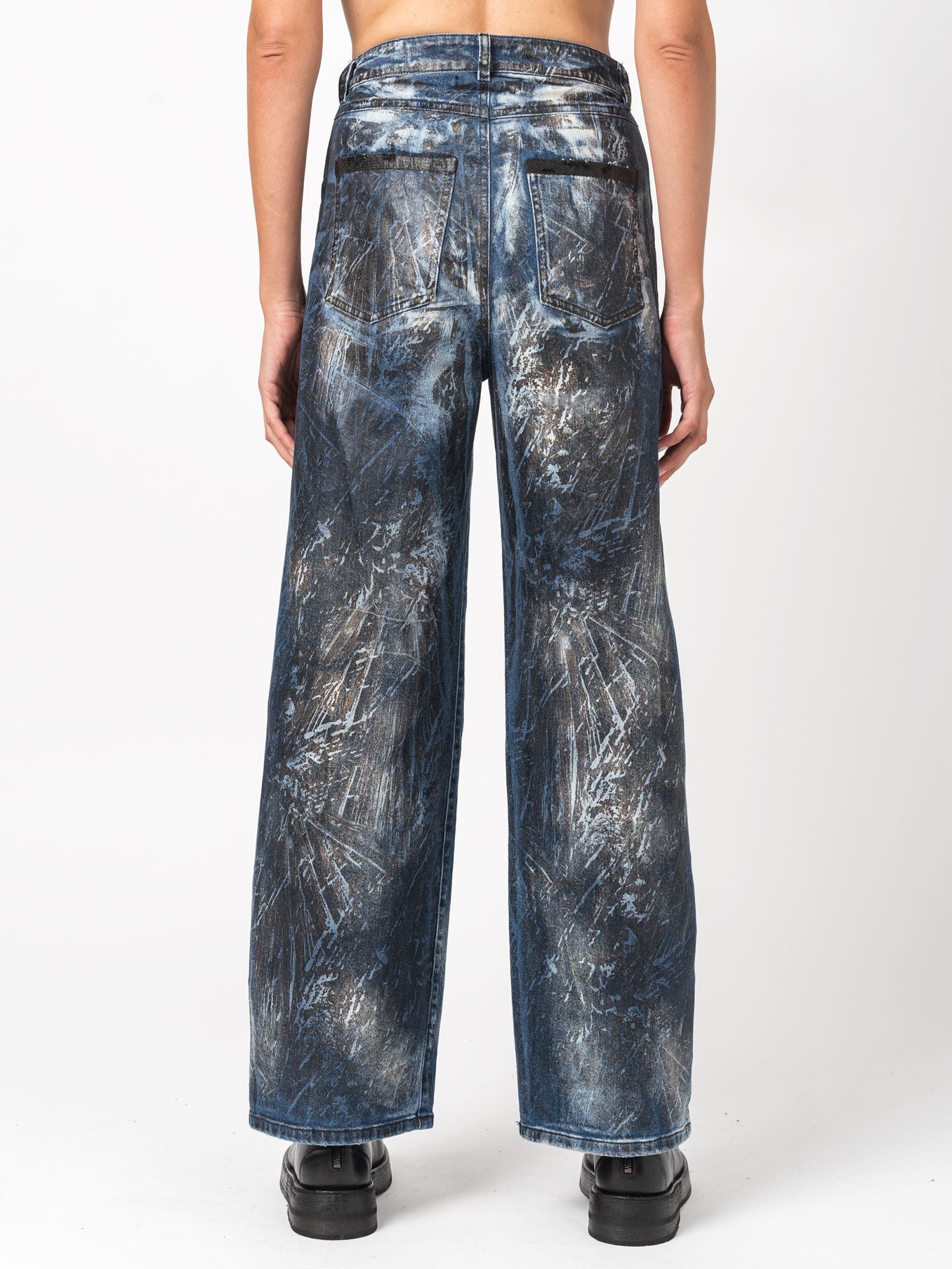 Blue Dirty Laser Wide-Leg Pants - INN7