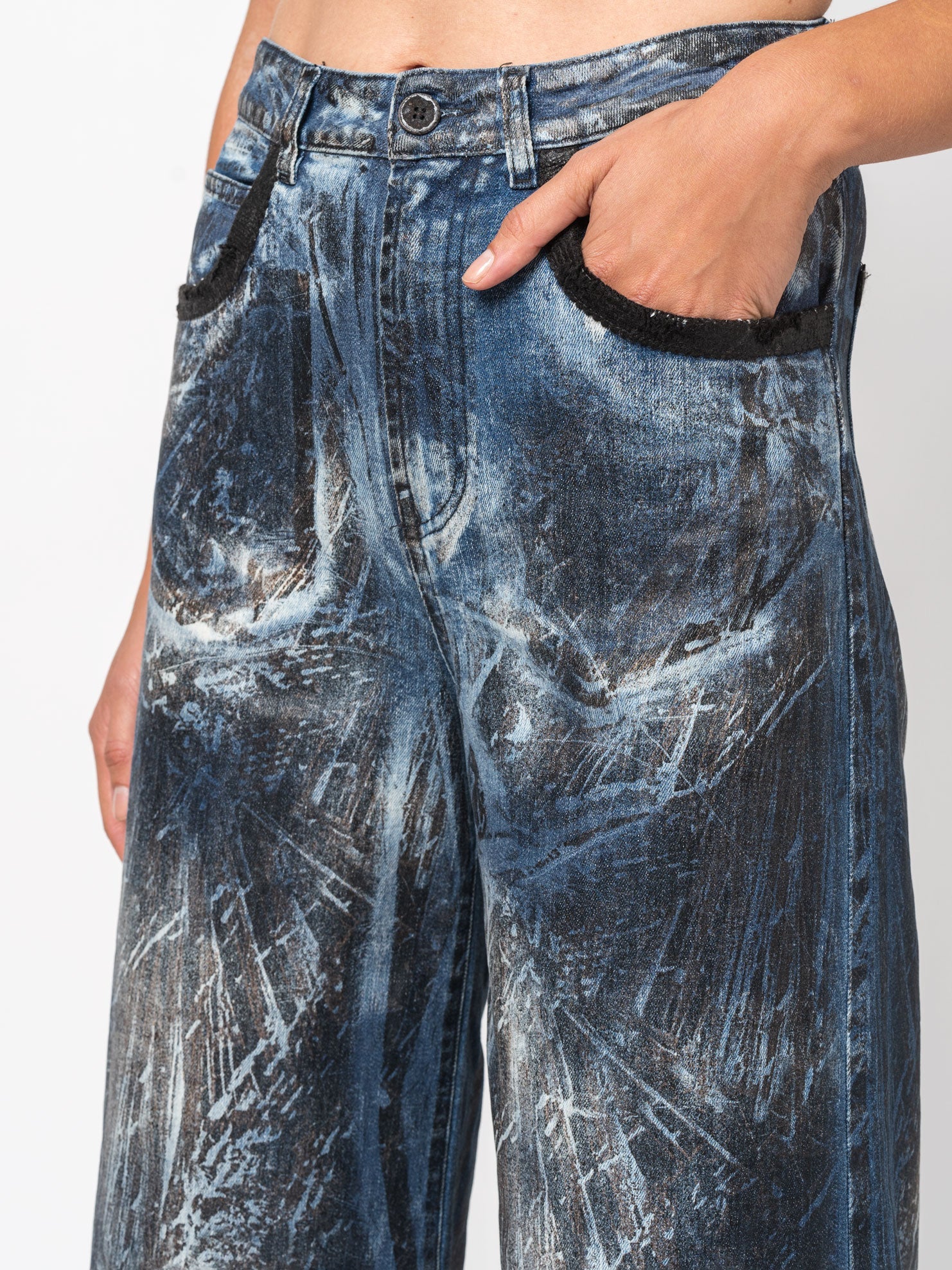 Blue Dirty Laser Wide-Leg Pants - INN7