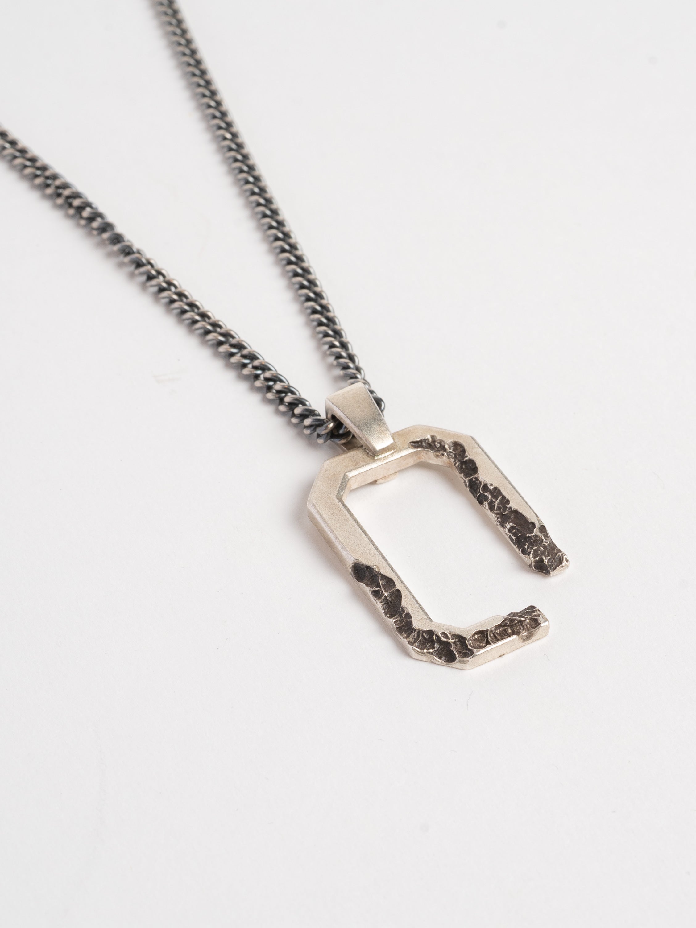 Geometric Silver Pendant Necklace