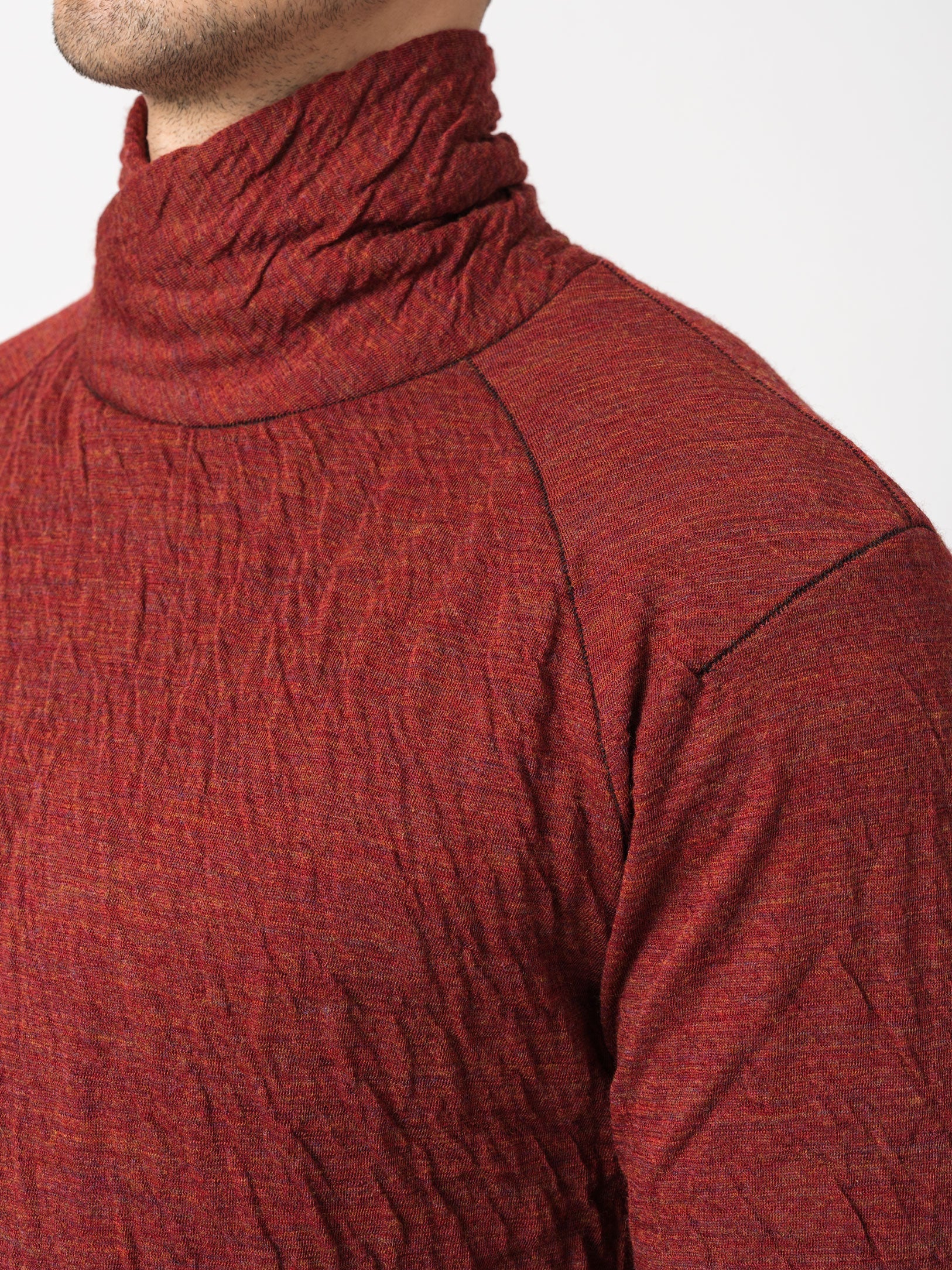 Double-Faced High-Neck Long Sleeve T-Shirt - INN7