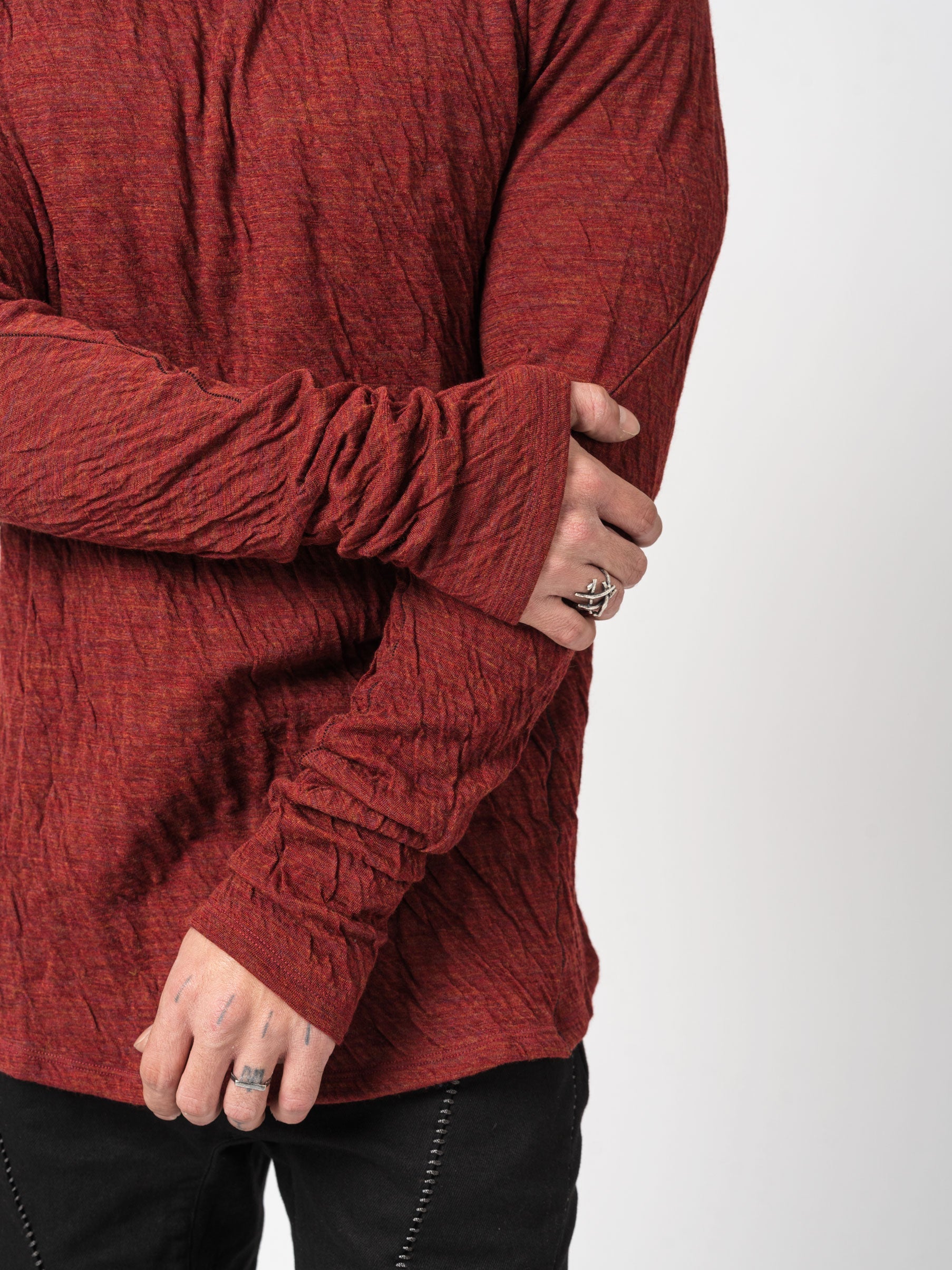 Double-Faced High-Neck Long Sleeve T-Shirt - INN7
