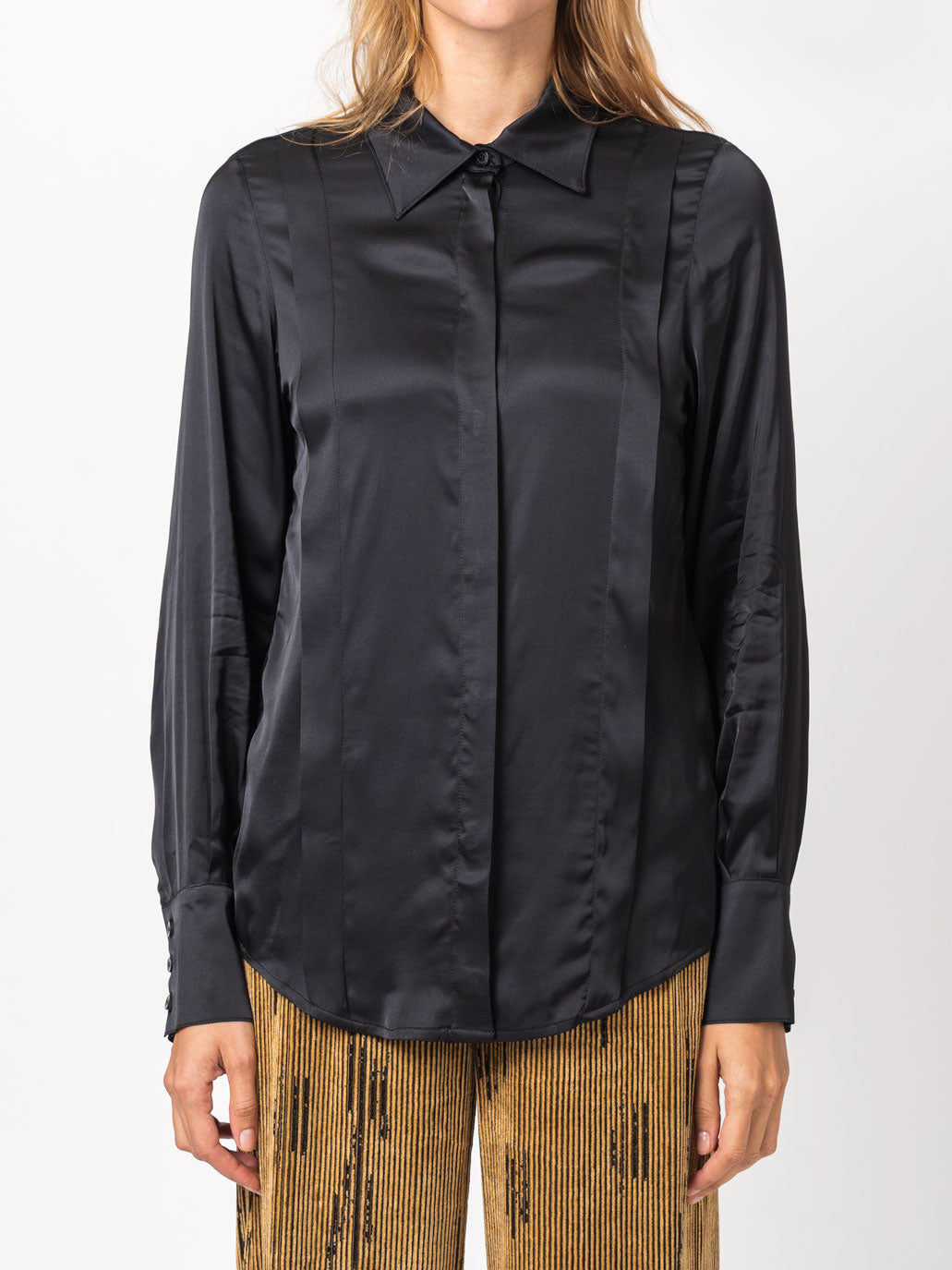 Collared Long-Sleeve Shirt with Tie Detail - INN7