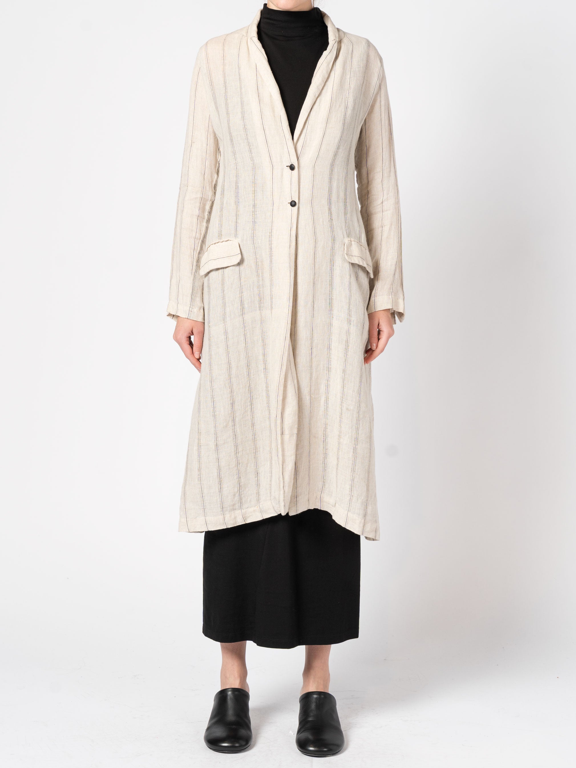 Striped Coat with Scarf - INN7