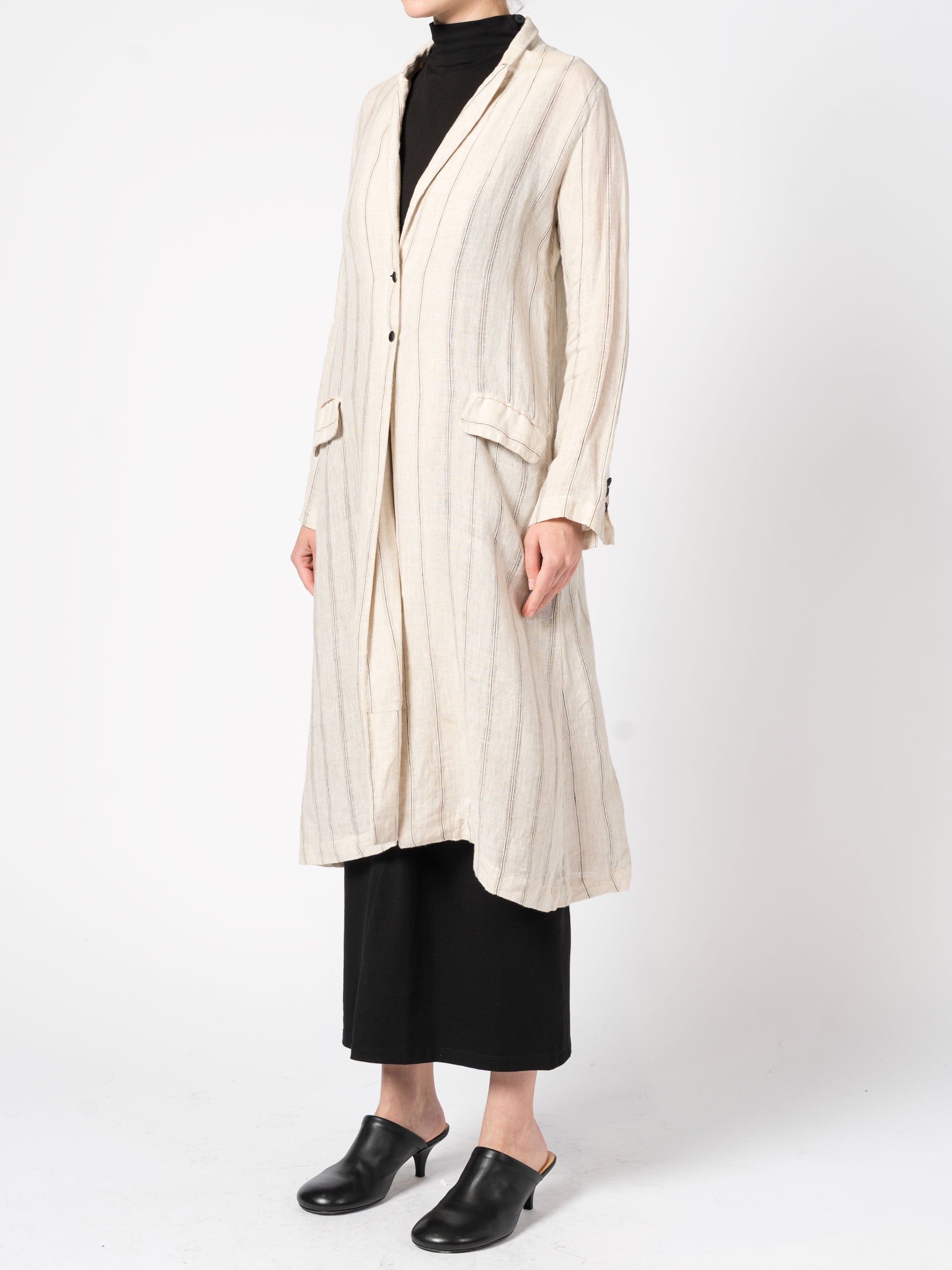 Striped Coat with Scarf - INN7