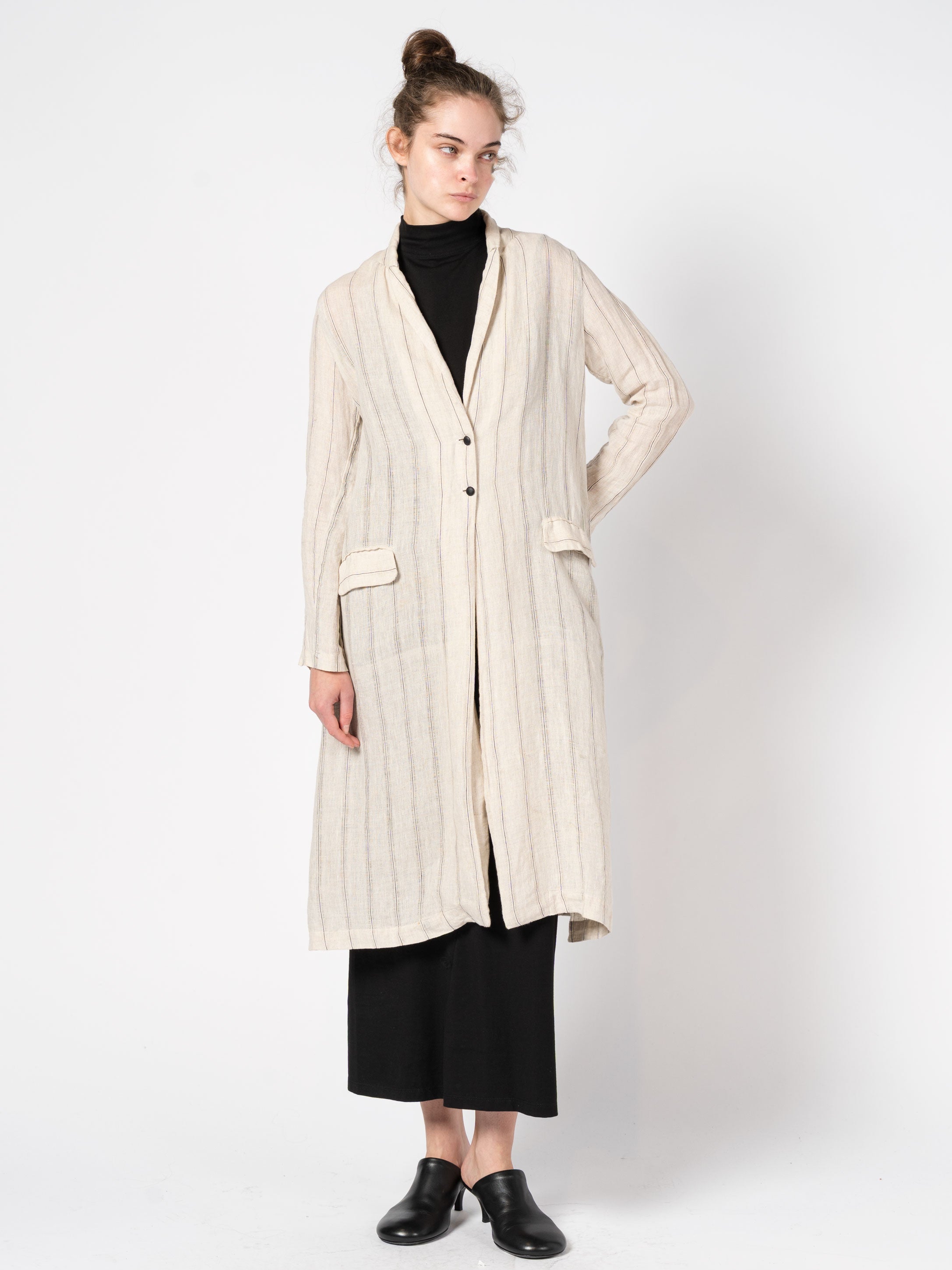 Striped Coat with Scarf - INN7