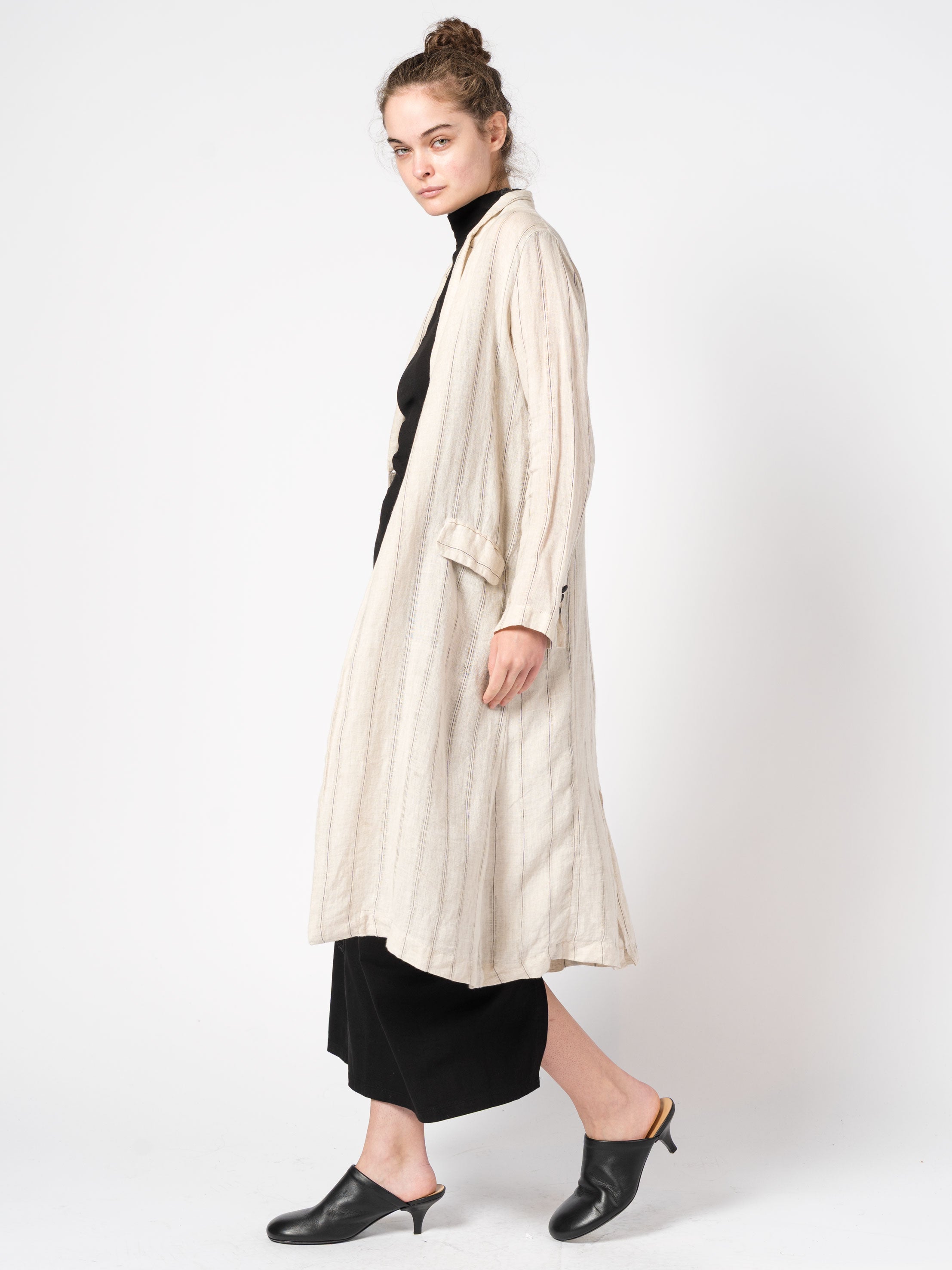 Striped Coat with Scarf - INN7