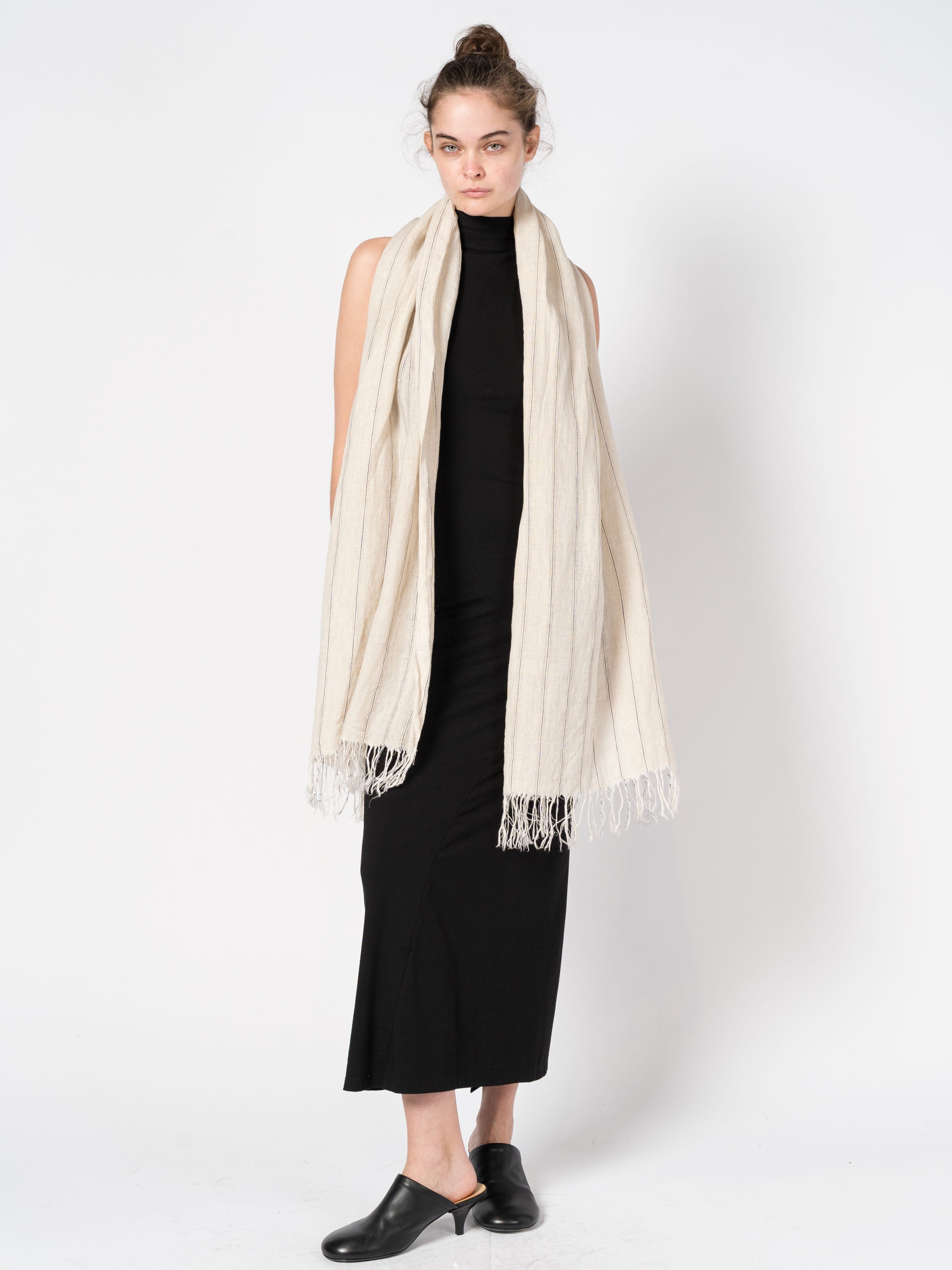 Striped Coat with Scarf - INN7