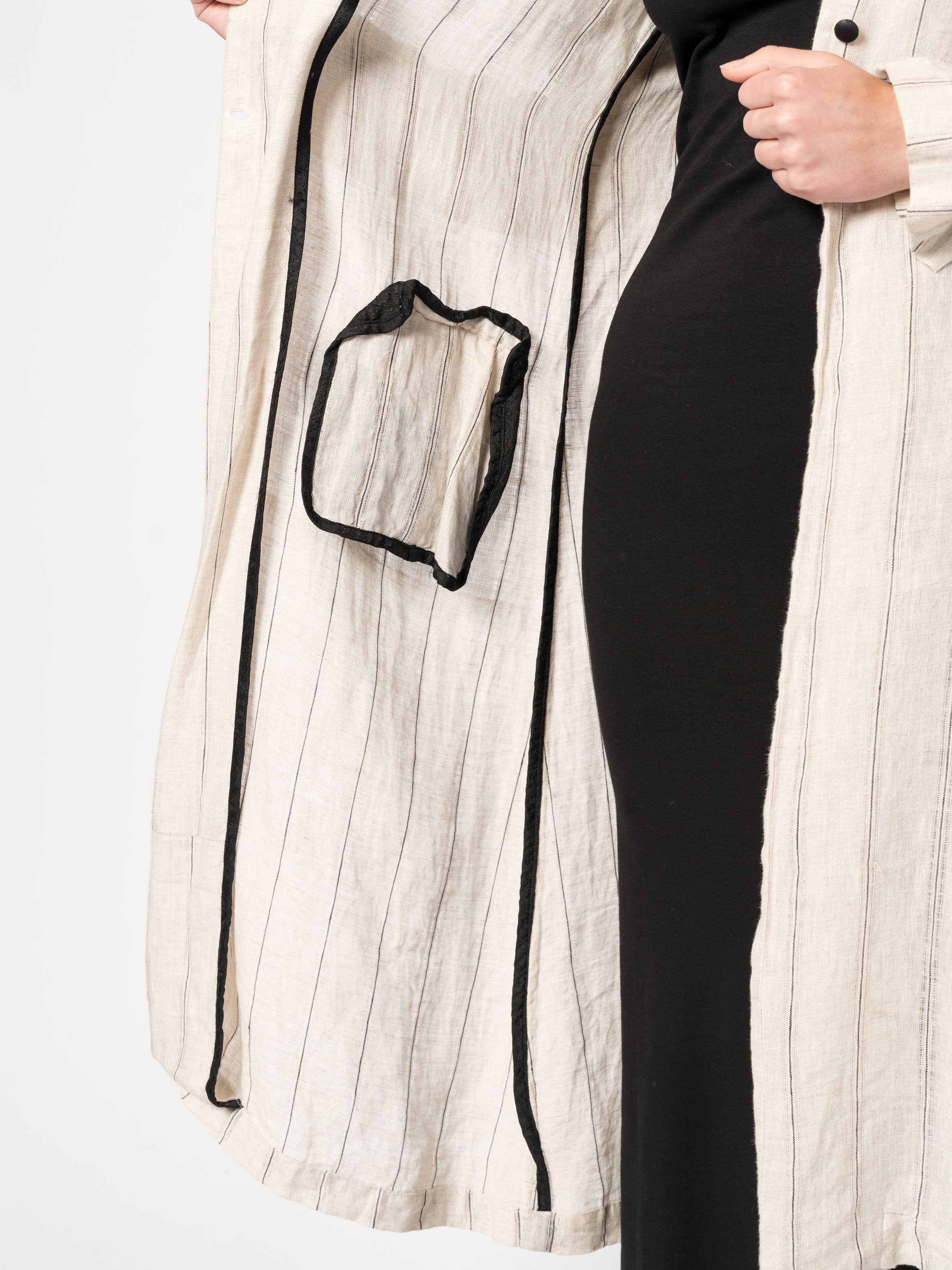 Striped Coat with Scarf - INN7