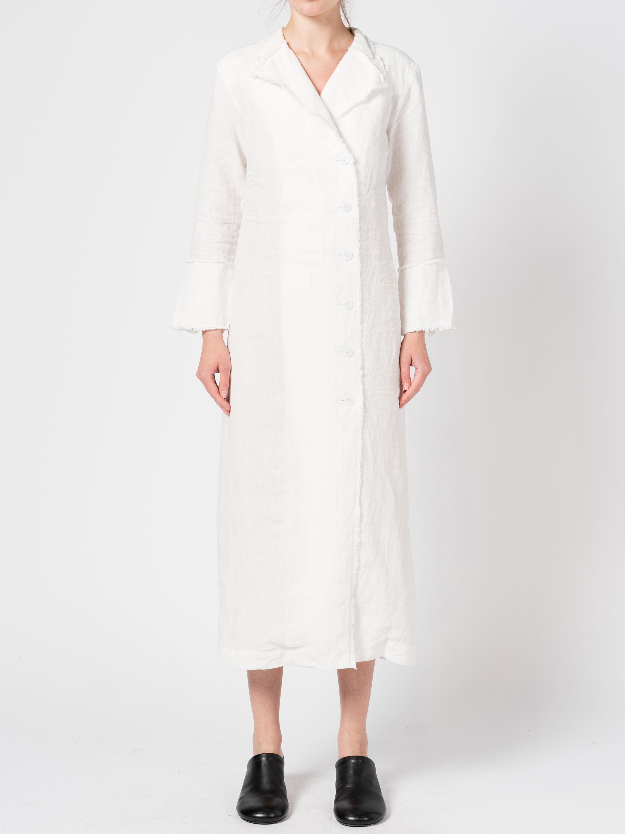 Linen Button-Down Long Dress