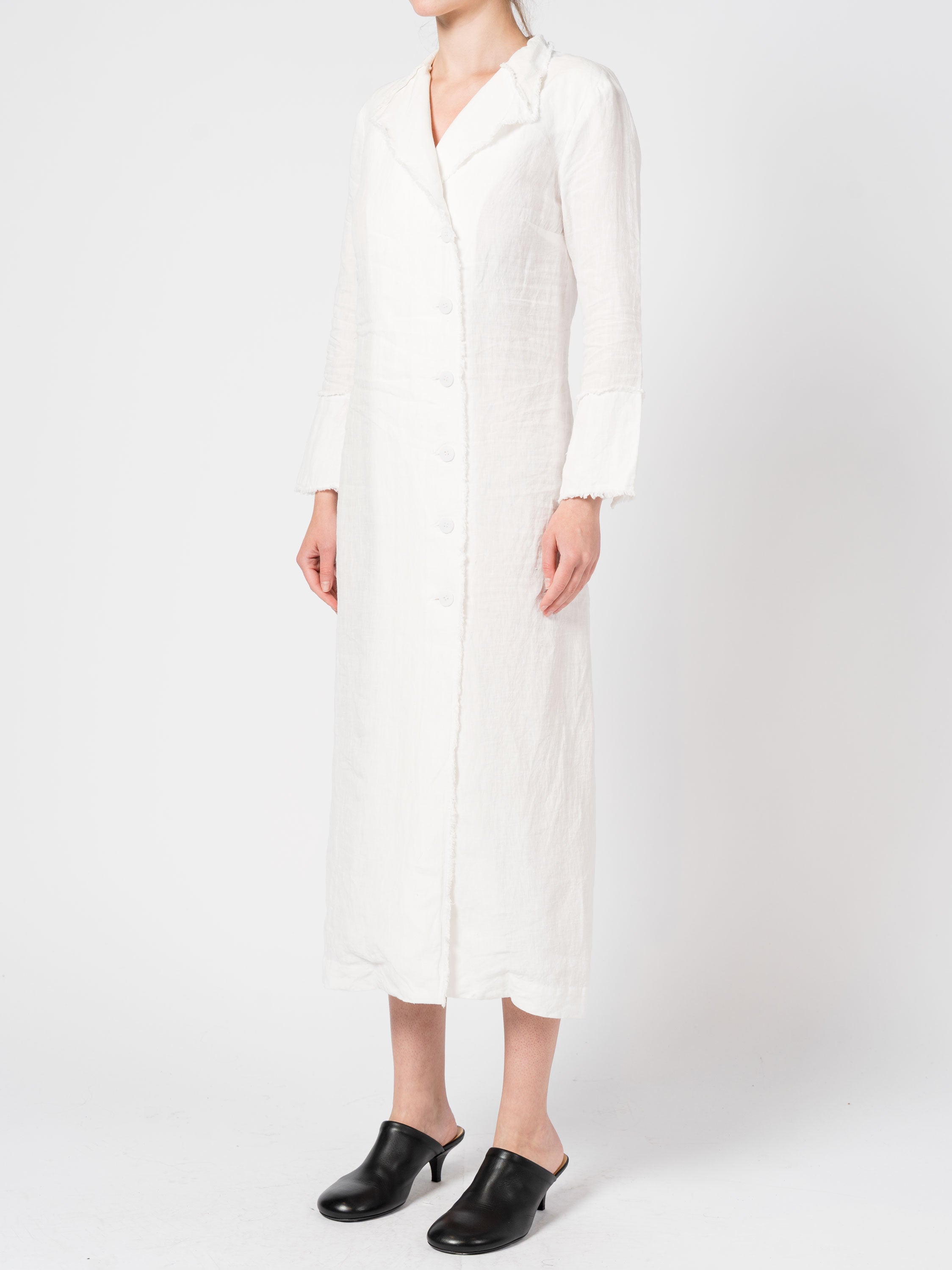 Linen Button-Down Long Dress
