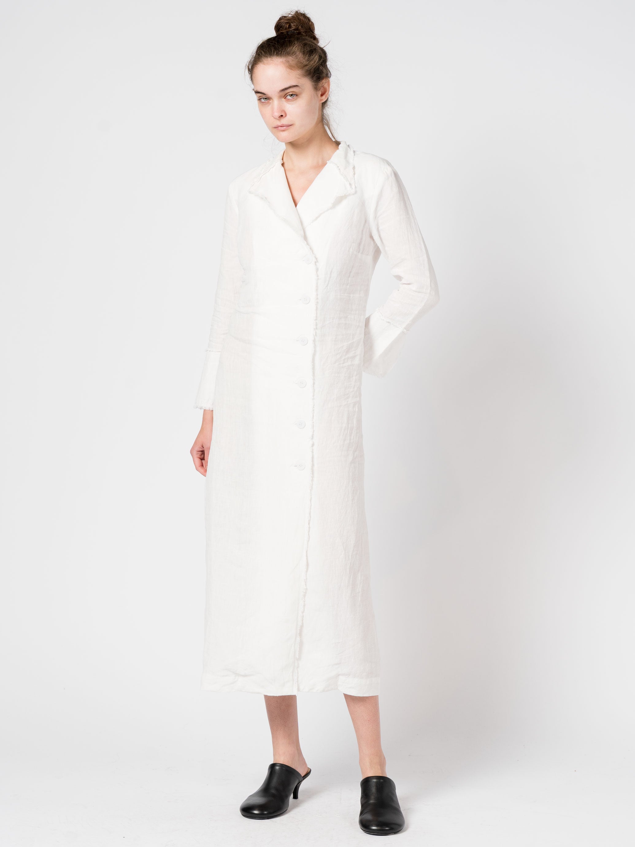 Linen Button-Down Long Dress