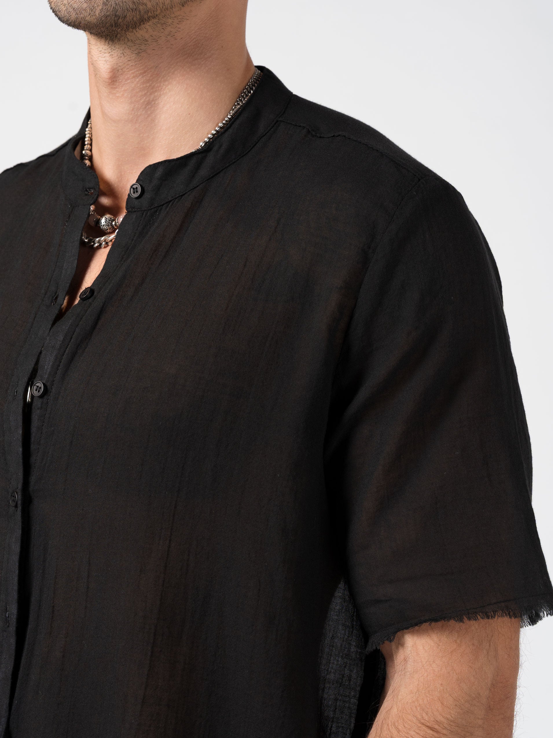 Sheer Cotton Short-Sleeve Shirt - INN7