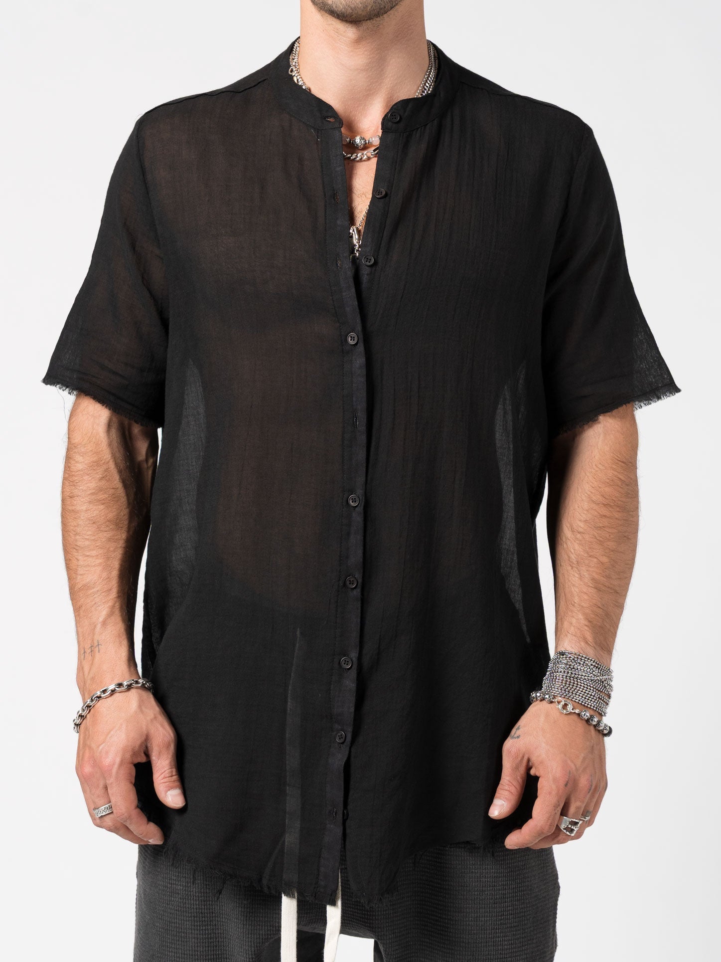 Sheer Cotton Short-Sleeve Shirt - INN7