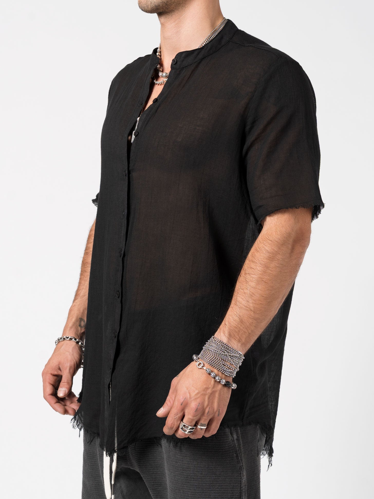 Sheer Cotton Short-Sleeve Shirt - INN7